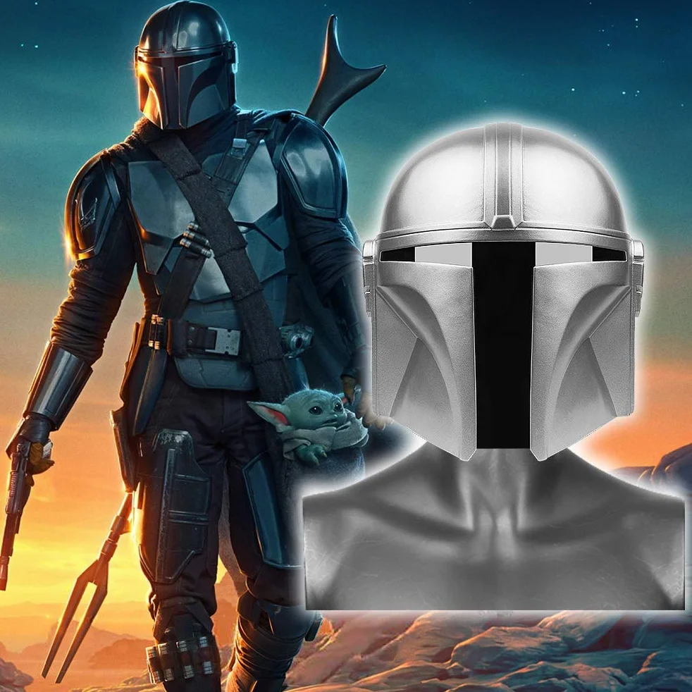 Mandalorian Helmet, maska na całą twarz z PCW, luksusowy kask dla dorosłych, kask na imprezę Halloween, odgrywanie ról, dla kobiet i mężczyzn
