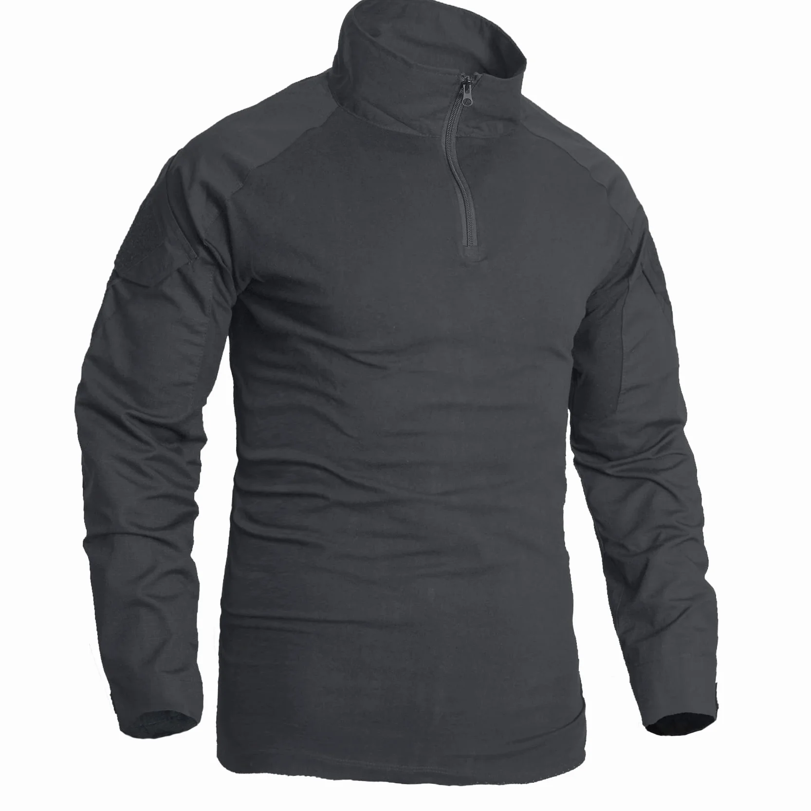 męska taktyczna wojskowa koszulka z długim rękawem Outdoor Camo Combat T-Shirt z zamkiem błyskawicznym