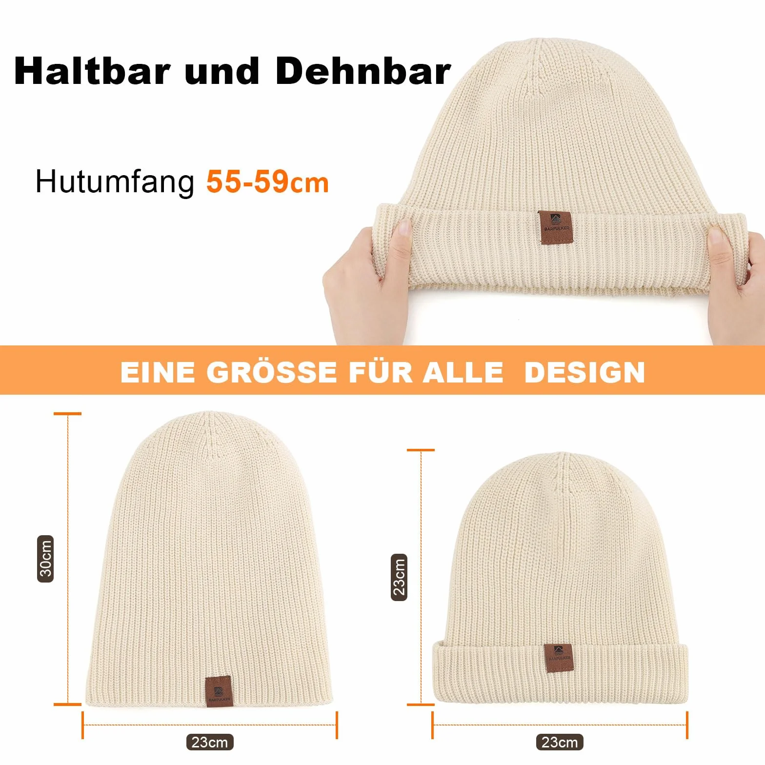 Czapka Beanie dla Mężczyzn i Kobiet, Uniseks Czapki Dzianiny na Jesień Zimę Dzianina Czapka Zimowa Damska Miękka i Ciepła Czapka Knitted Hats,Biały