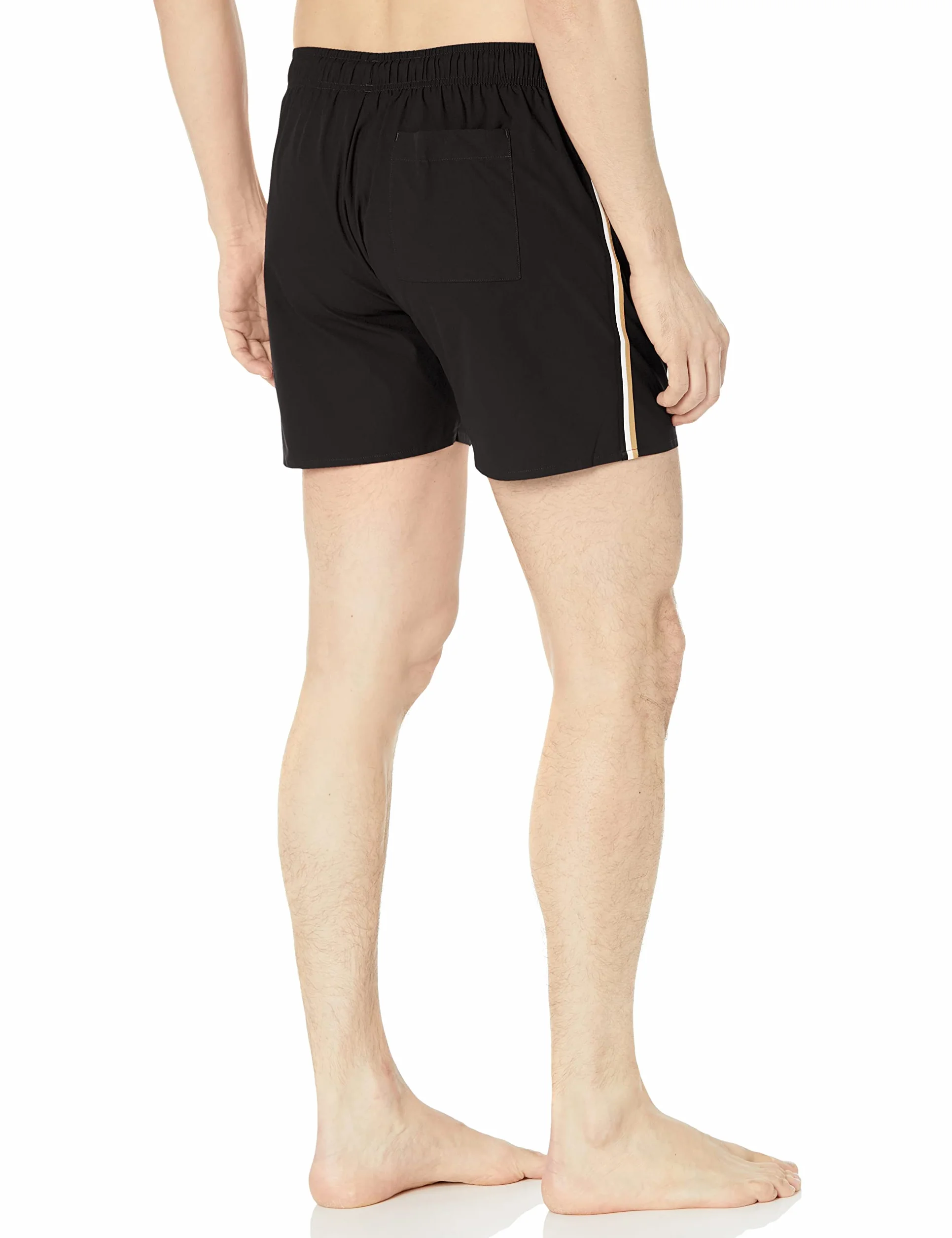 BOSS Męskie kąpielówki Solid Swim Trunk with Iconic Side Stripe, ciemne czarne, XL, Ciemna czerń., XL