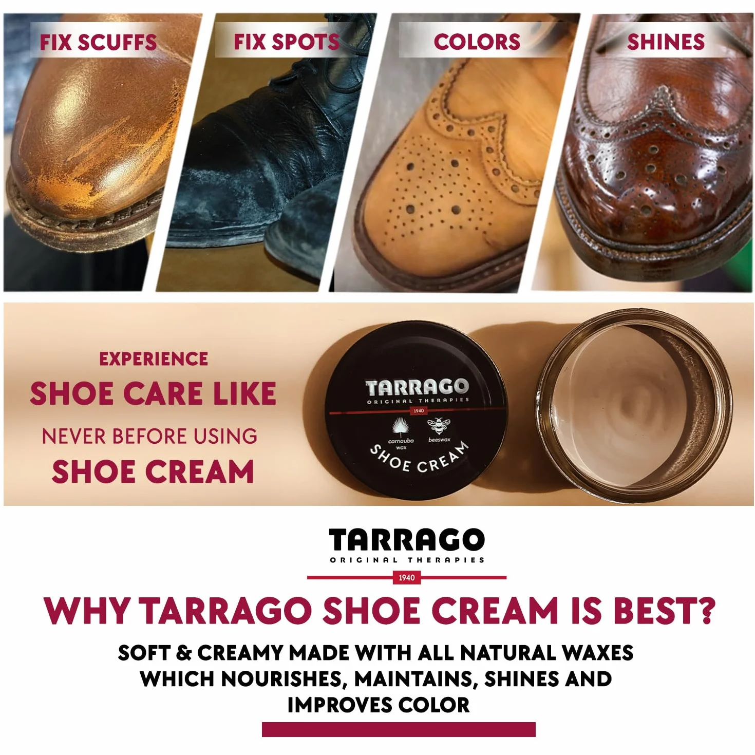 Tarrago Buty i torby Mężczyźni Shoe Cream Jar 50 Ml