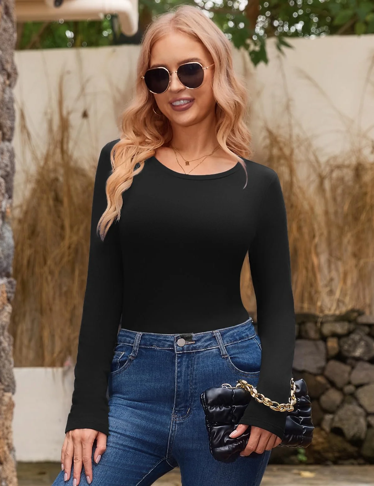 Damskie topy z długim rękawem okrągły dekolt topy termiczne zimowe na co dzień rozciągliwe ciepłe koszule wygodna miękka bielizna warstwa bazowa koszula slim fit