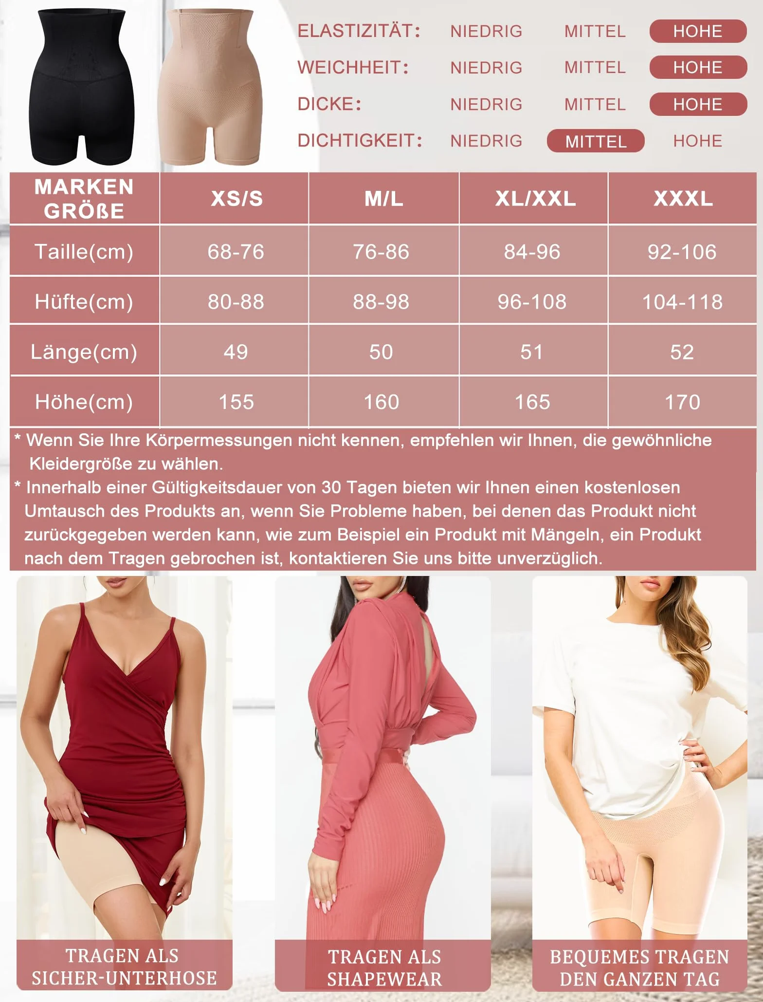 SURE YOU LIKE Damskie spodenki modelujące brzuch wysoki stan trener sylwetka modelująca pośladki bielizna plus size