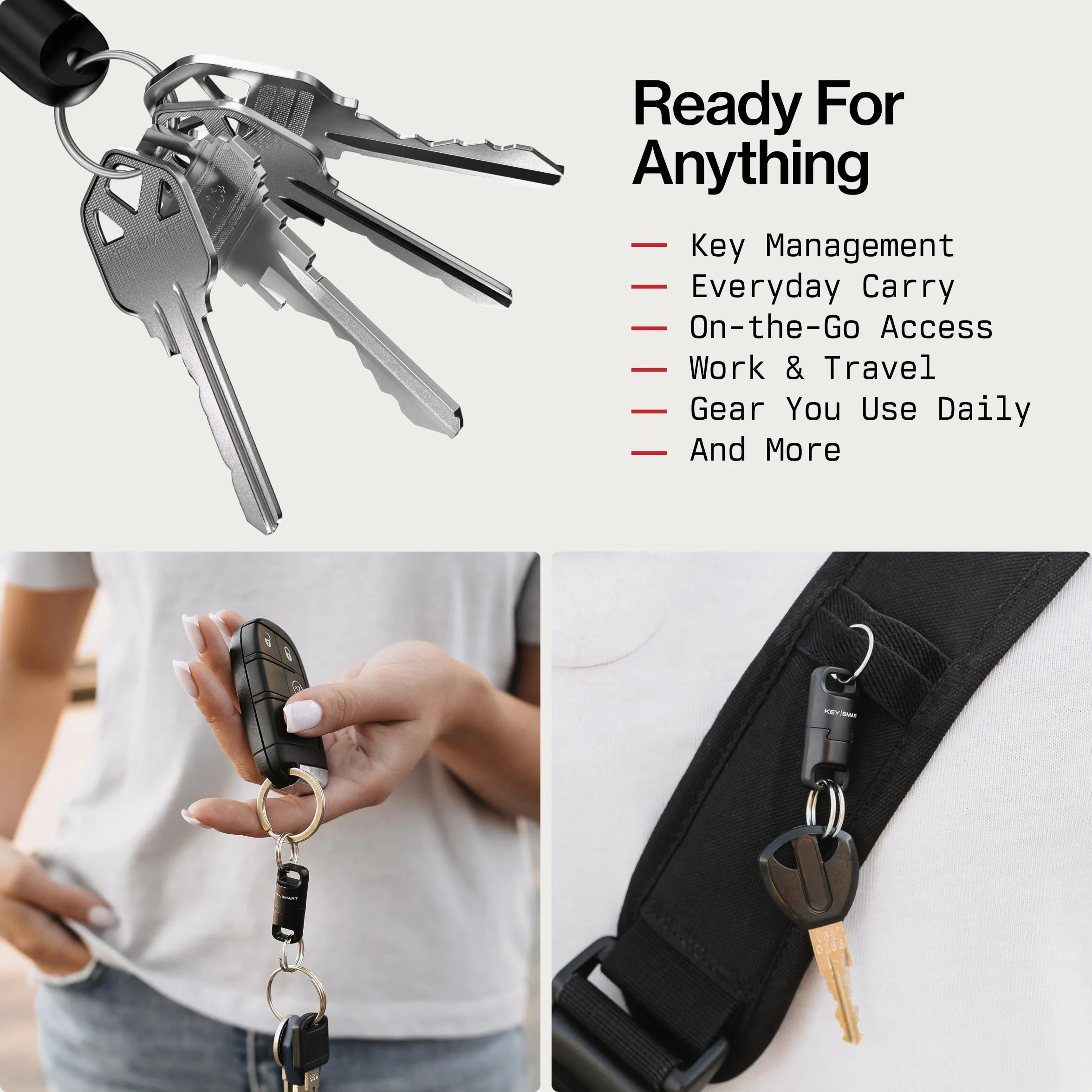KeySmart MagConnect Pro Magnetyczny uchwyt na klucze do torebki, breloczki do kluczy samochodowych – zdejmowany brelok do kluczy szybkiego zwalniania, Czarny (3 szt.), 3 Pack
