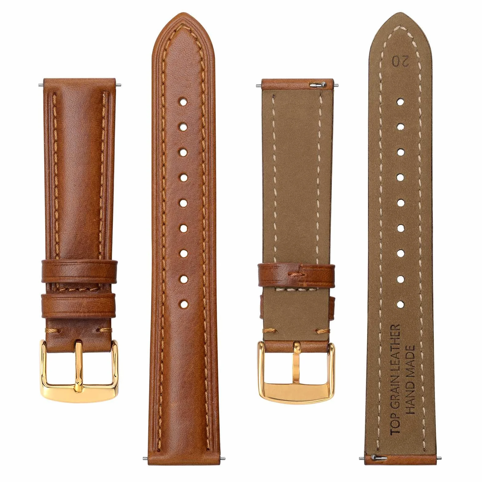 BISONSTRAP Pasek do zegarka dla mężczyzn w stylu retro, wykonany ze skóry cielęcej impregnowanej olejem, z szybkim zapięciem, szerokość paska 18, 19, 20, 22 mm