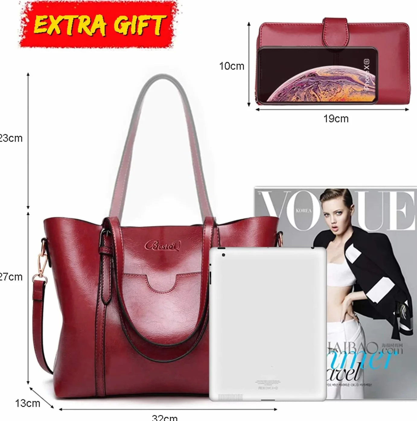BestoU Torebka damska Shopper torba na ramię niebieska torba na ramię damska portfel torba do przenoszenia duża damska torebka Tote