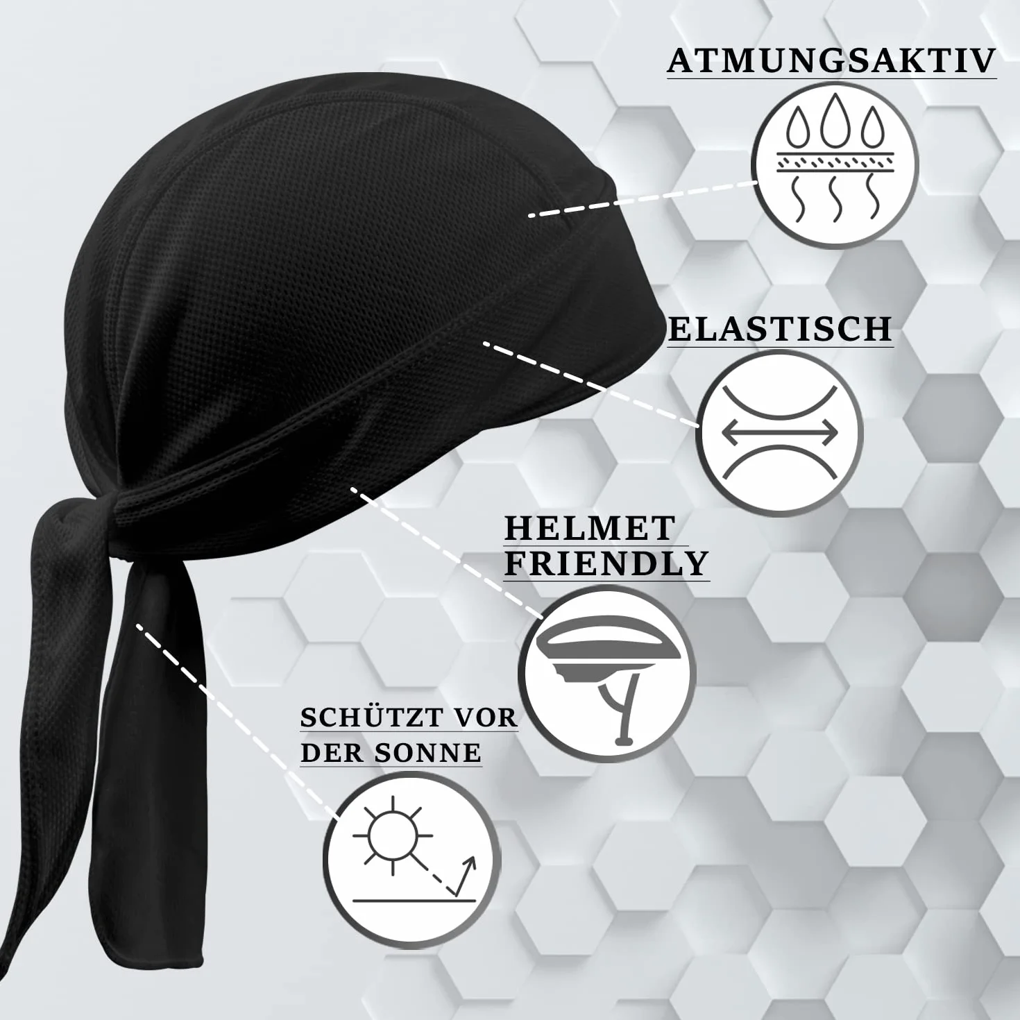 Chusta piracka bandana Cap Durag nakrycie głowy motocykl chusta na głowę pod kask rowerowy chusta piracka lato, czarny, 50-65