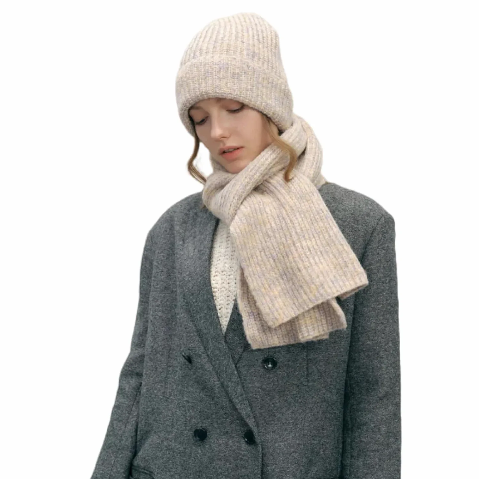 Czapki Czapki Skullies Czapki Beanie 2-częściowy Zestaw Szalik Kobiety Mężczyźni Moda Gruba Ciepła Czapka Narciarska Czapka Z Daszkiem