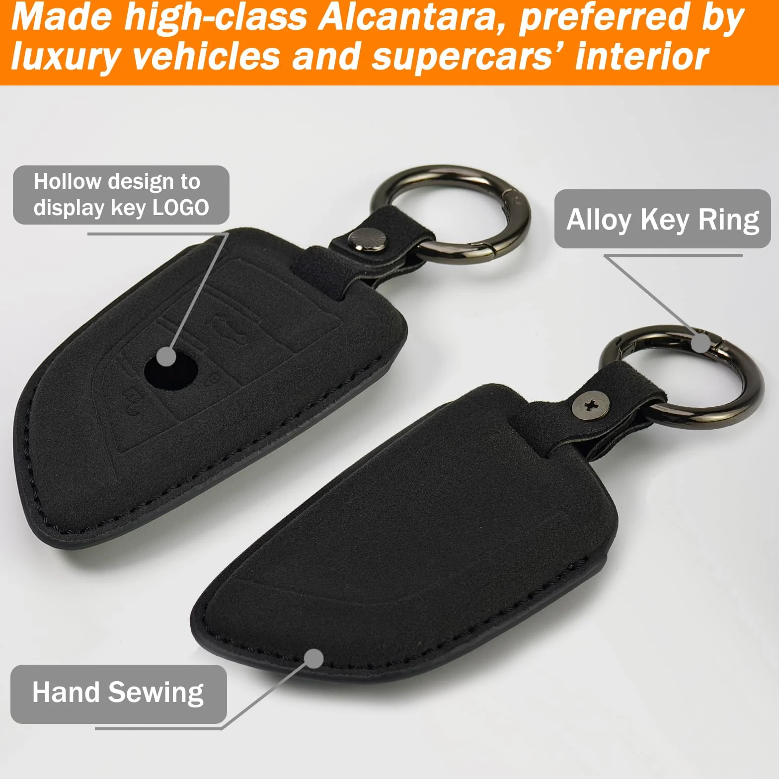Etui na kluczyki samochodowe do BMW, zamszowe etui na kluczyki samochodowe, do serii 1 serii 2 serii 3 4 serii 5 serii 6 serii X1 X2 X3 X4 X5 X5M X6 X6M GT M5 z brelokiem do kluczy