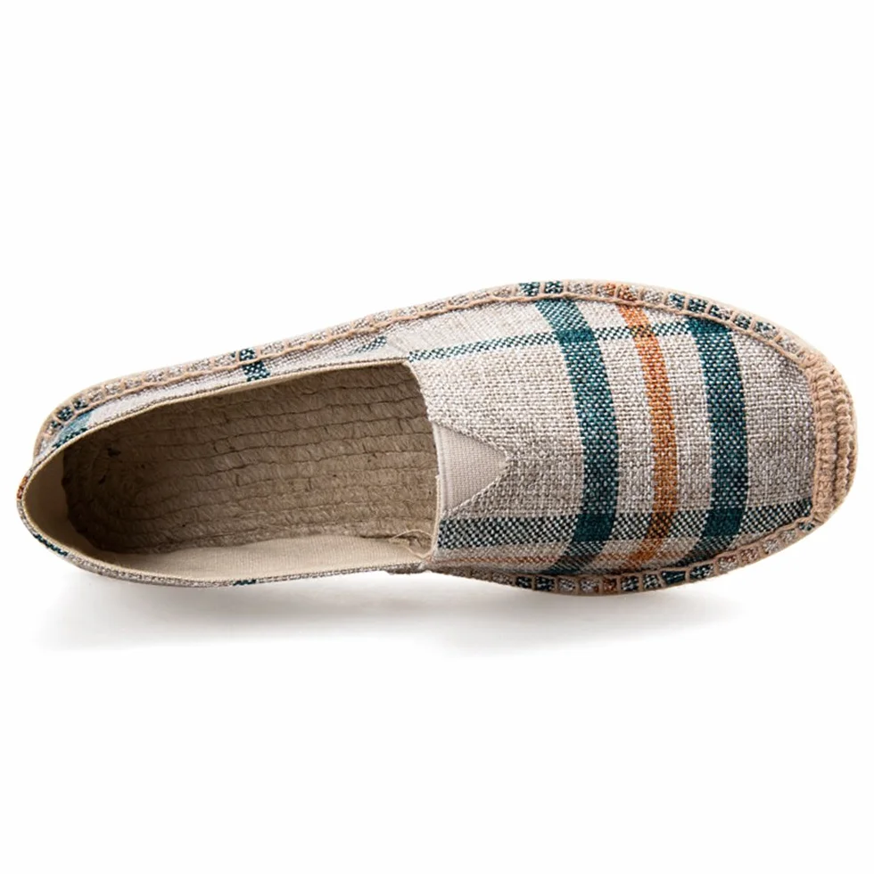 Alexis Leroy Wzór karo męski espadryle, beżowy - beżowy - 43 EU