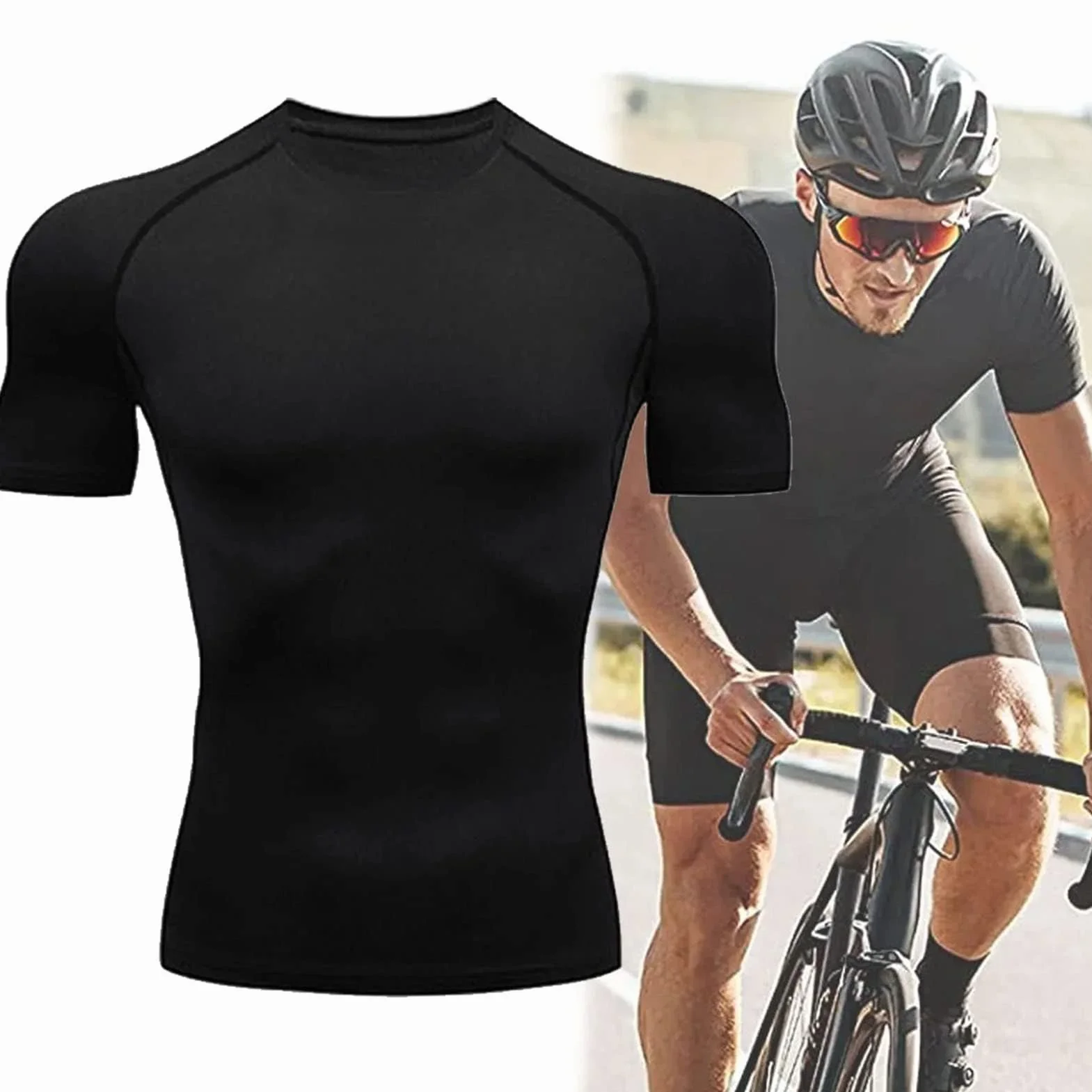 Męskie Koszule Kompresyjne, Chłodne, Suche Koszulki Kompresyjne z Krótkim Rękawem Sportowe T-shirty Sportowa Koszulka Treningowa do Biegania Fitness Sportowy