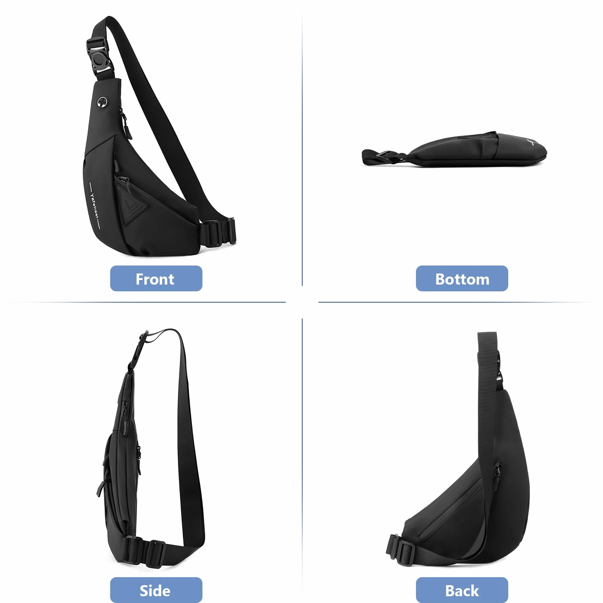 VARLIVOO Fashion męska Sling Bag Męska torba na klatkę piersiową Plecak Torby na ramię Torba na ramię Szkoła Podróże Piesze wycieczki Camping Kolarstwo Outdoor Sports Siłownia Wodoodporny poliester Plecak na ramię Czarny B