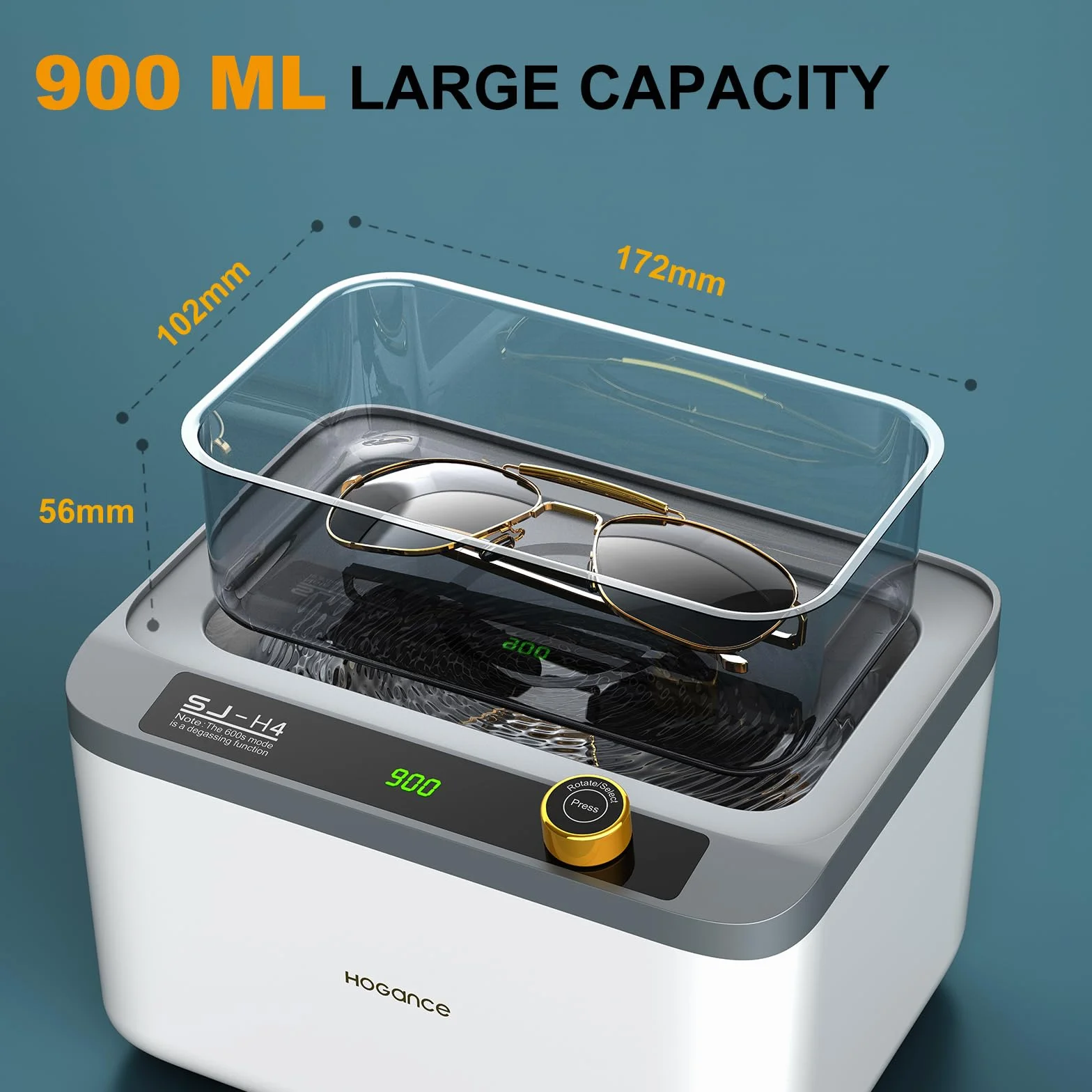 Myjka ultradźwiękowa 900 ml, 75 W Urządzenie do czyszczenia ultradźwiękowego, Urządzenie ultradźwiękowe do czyszczenia z 6 trybami czasowymi do biżuterii, okularów, zegarków, ochraniacz na