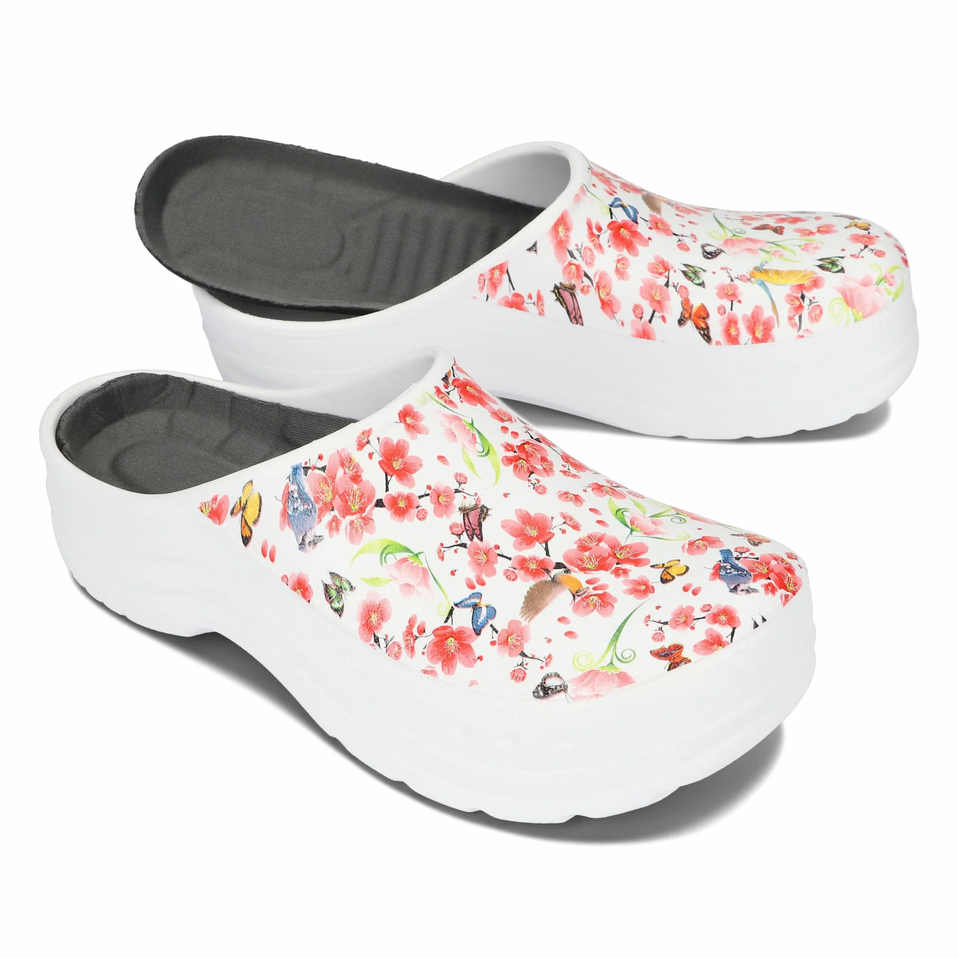 BeComfy Damskie i Męskie Chodaki Piankowe Bardzo Lekkie Klapki Unisex Zakryte Moro lub Kwiatki 36-46 EU