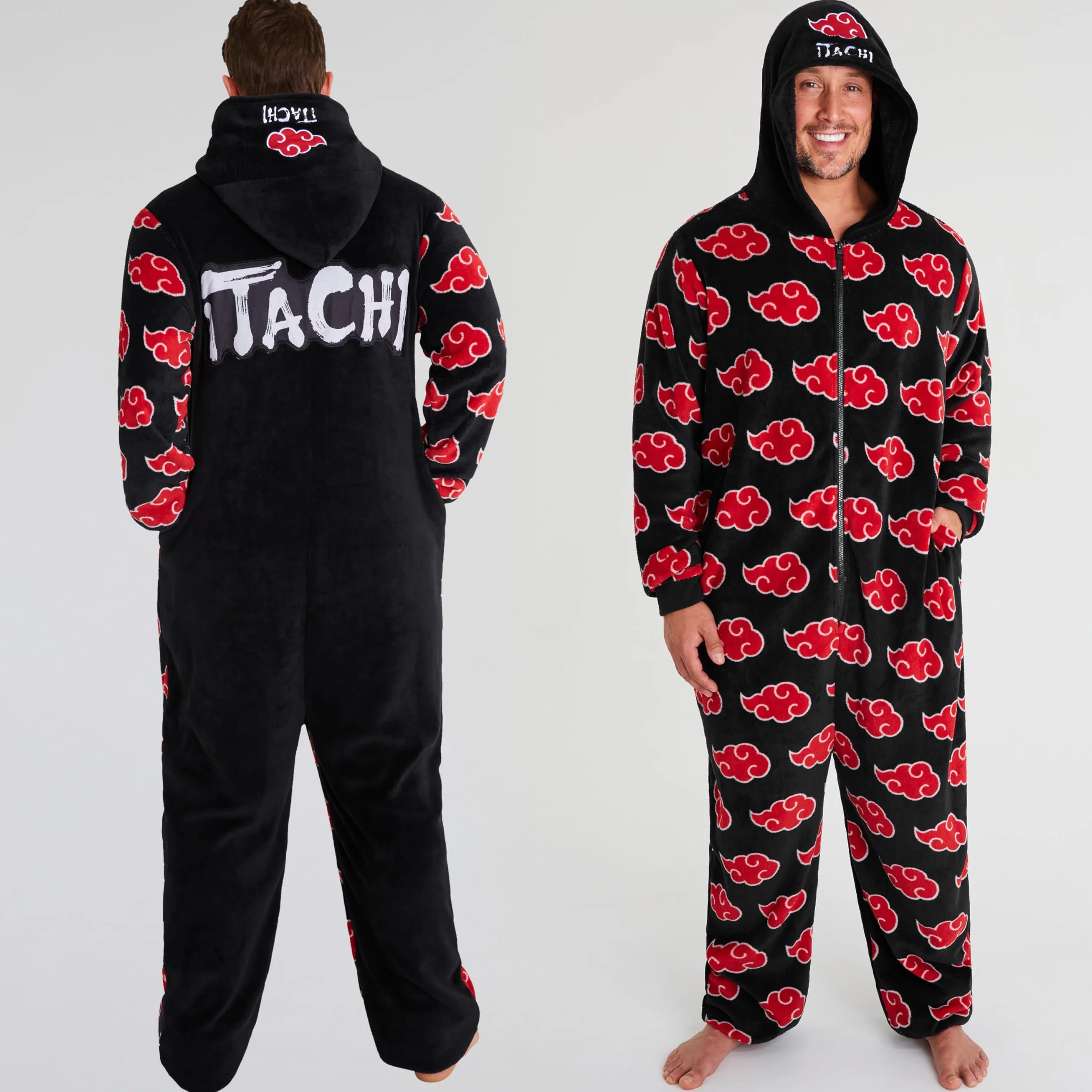 Naruto Męski jednoczęściowy (3XL, czarny/czerwony)