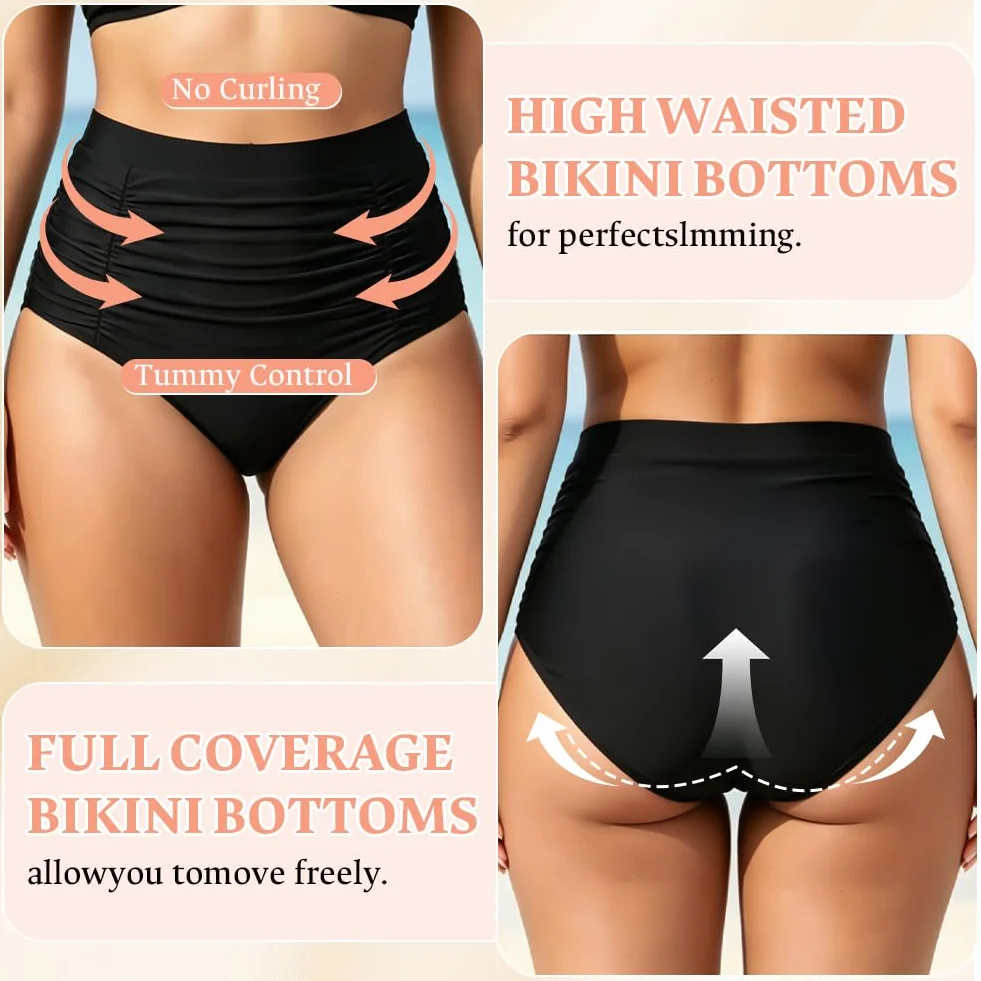 Majtki bikini damskie z wysokim stanem, majtki z wysokim stanem, bikini na dół, spodnie kąpielowe z płaskim brzuchem, damskie stroje kąpielowe, majtki bikini z wysokim stanem, bikini z marszczonym
