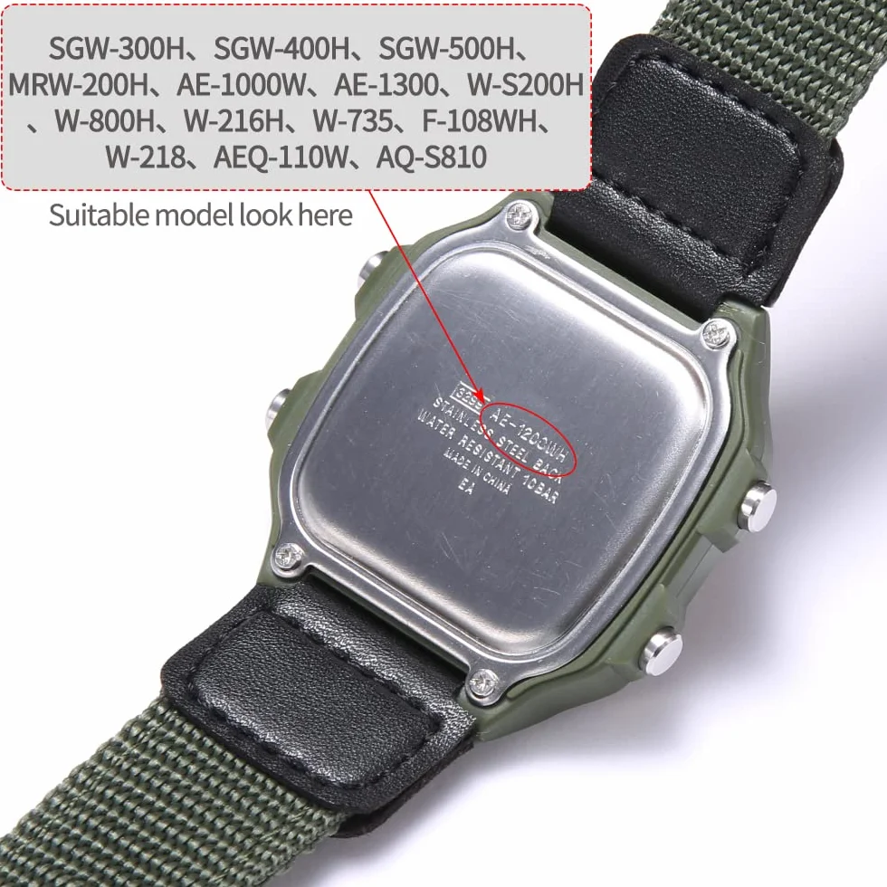 Nylonowy pasek 18 mm kompatybilny z zegarkami męskimi Casio AE1200WH AE-1000 SGW-300H/400 W-735 PRG270 - skórzany pasek zastępczy do zegarka, 18mm, Nylon, Stworzony kwarc