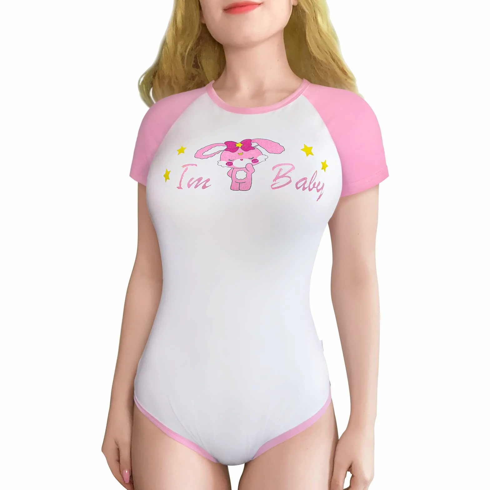 LittleForBig Bawełniany śpioszki Onesie Piżama Bodysuit-Usagi I’m Baby Onesie