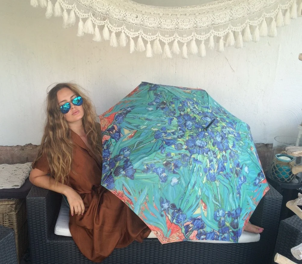 VON LILIENFELD parasol kieszonkowy Vincent van Gogh Iris wiatroodporny automatyczne otwieranie-zamykanie stabilny lekki kompaktowy