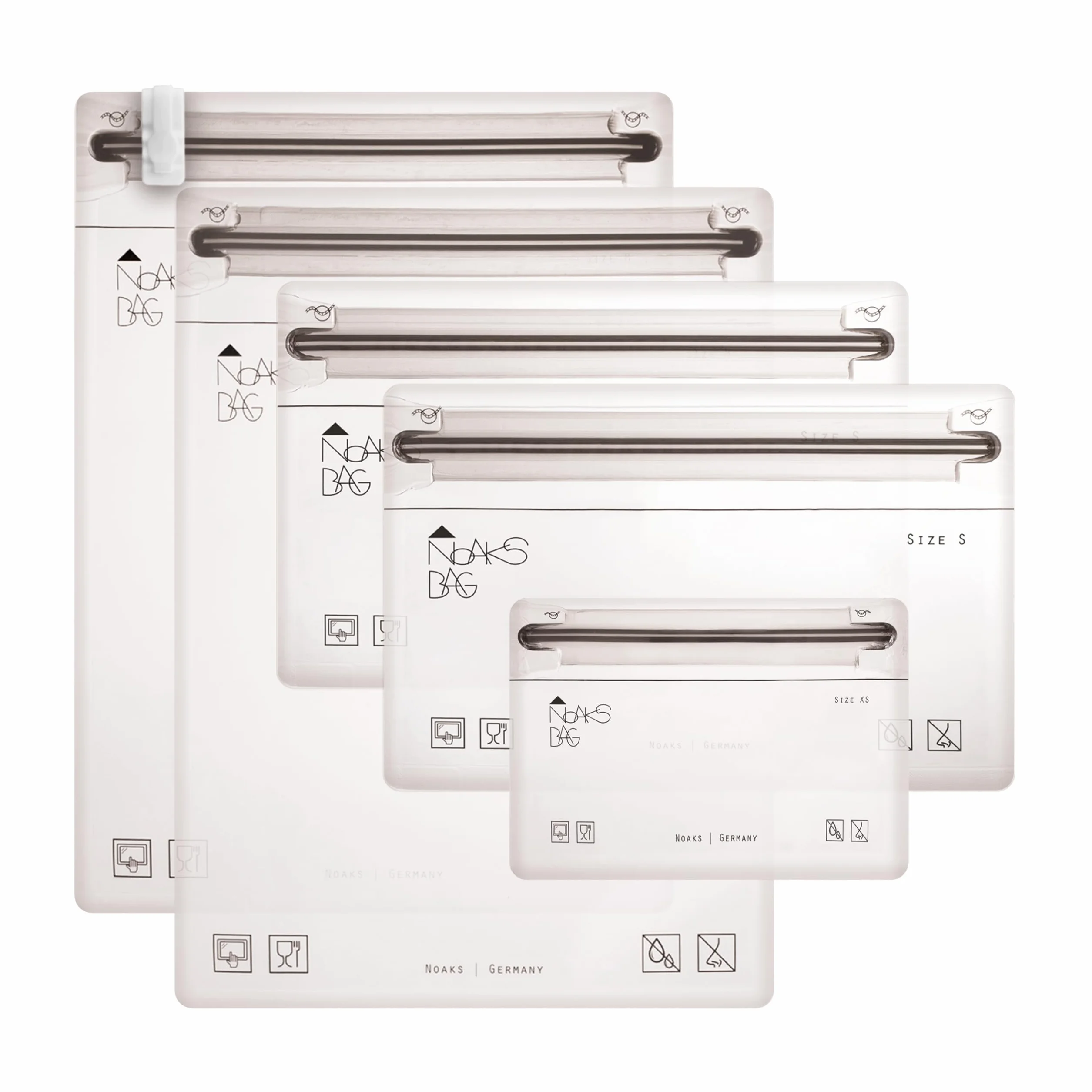 Noaks Torby, 5 sztuk, wodoszczelne worki, IPX8, szczelne i bezzapachowe, organizer podróżny, worek do pakowania, przezroczysty, Smart Set | 1*XS, 2*S, 2*M, worek do pakowania