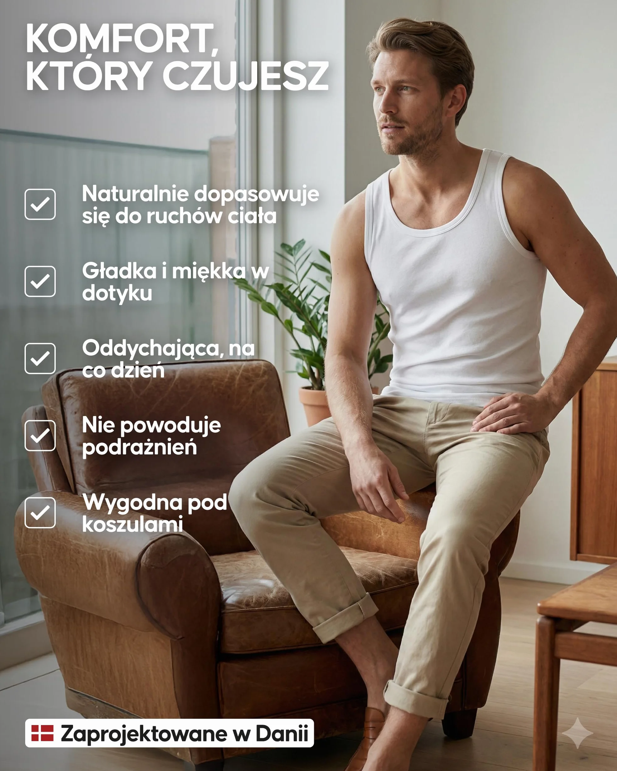 DANISH ENDURANCE Koszulki Męskie, bez Rękawów z 100% Organicznej Bawełny, Podkoszulek na co Dzień, 3-Pak