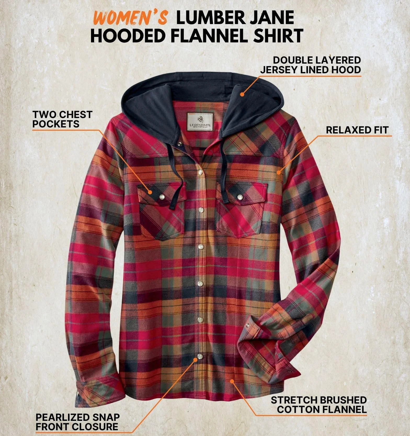 Legendary Whitetails Długi rękaw damski Lumber Jane Hooded Flannel