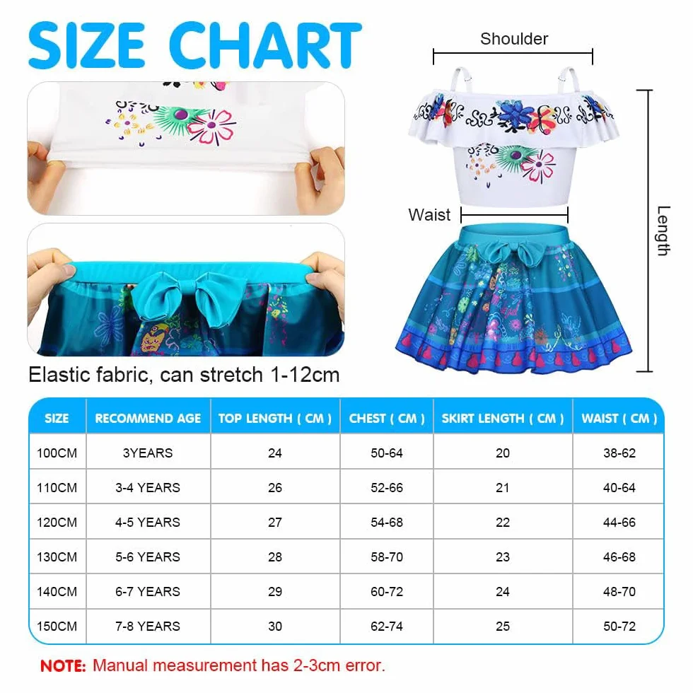 URAQT Mirabel Kostium Isabela Strój kąpielowy, Dziecięce stroje kąpielowe bikini w stylu kreskówki, Kostium kąpielowy Mirabel Isabela Princess