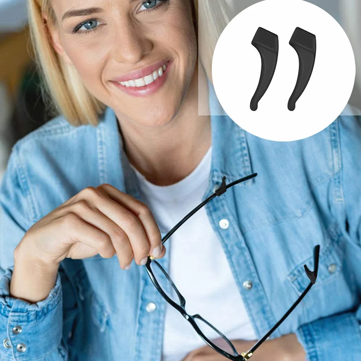 Silikonowy uchwyt antypoślizgowy, 4 szt. okulary sportowe zaczep na ucho uchwyty do okularów, czarne