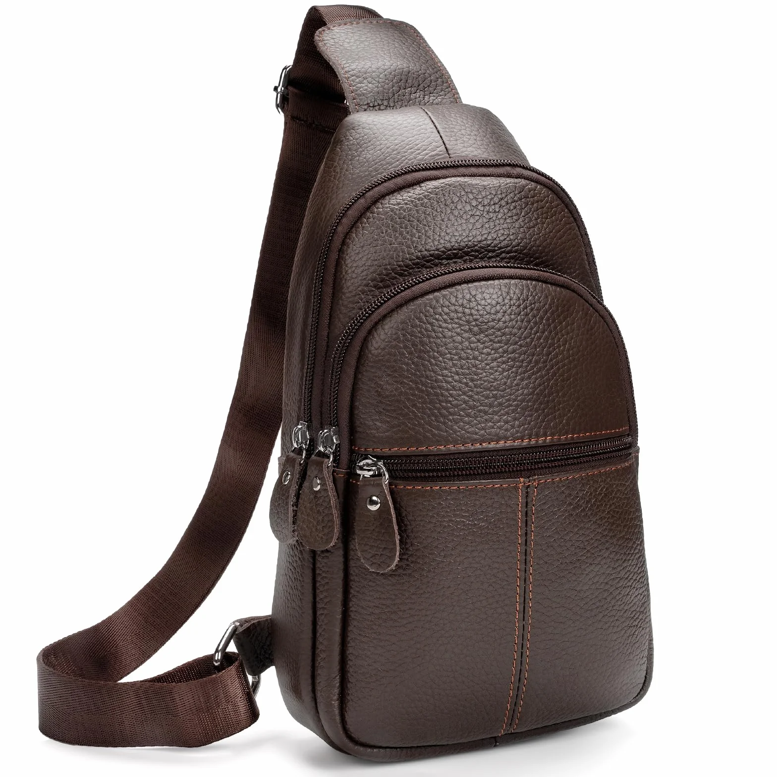 molshine Torba crossbody z prawdziwej skóry, modna klatka piersiowa, codzienna torba na ramię dla mężczyzn kobiet praca podróż jazda na rowerze HB024