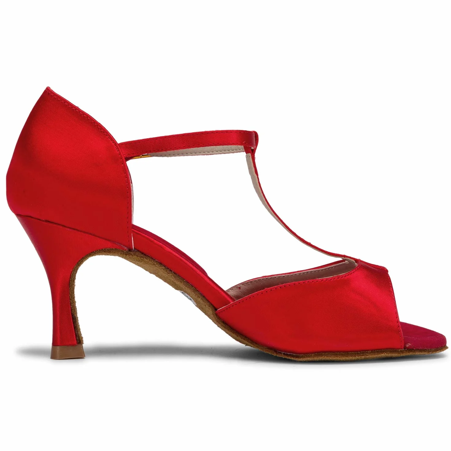 JIAJIA 20511 sandały damskie latynoskie 7 cm rozkloszowany obcas super satynowe buty do tańca
