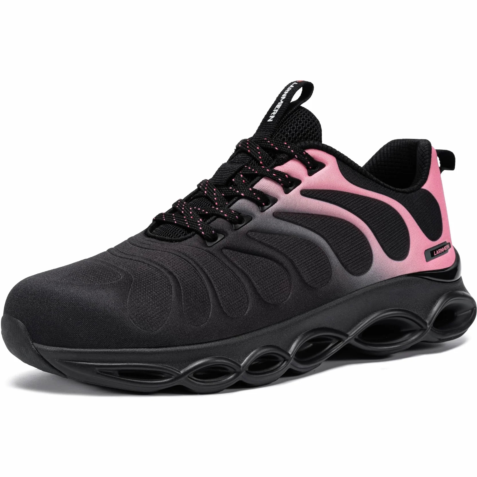 LARNMERN Buty sportowe ze stalowym noskiem, męskie, ochronne, damskie, lekkie buty ochronne, amortyzacja, moda, oddychające, wygodne buty robocze, 35-40, Brzoskwiniowy Róż, 37 EU