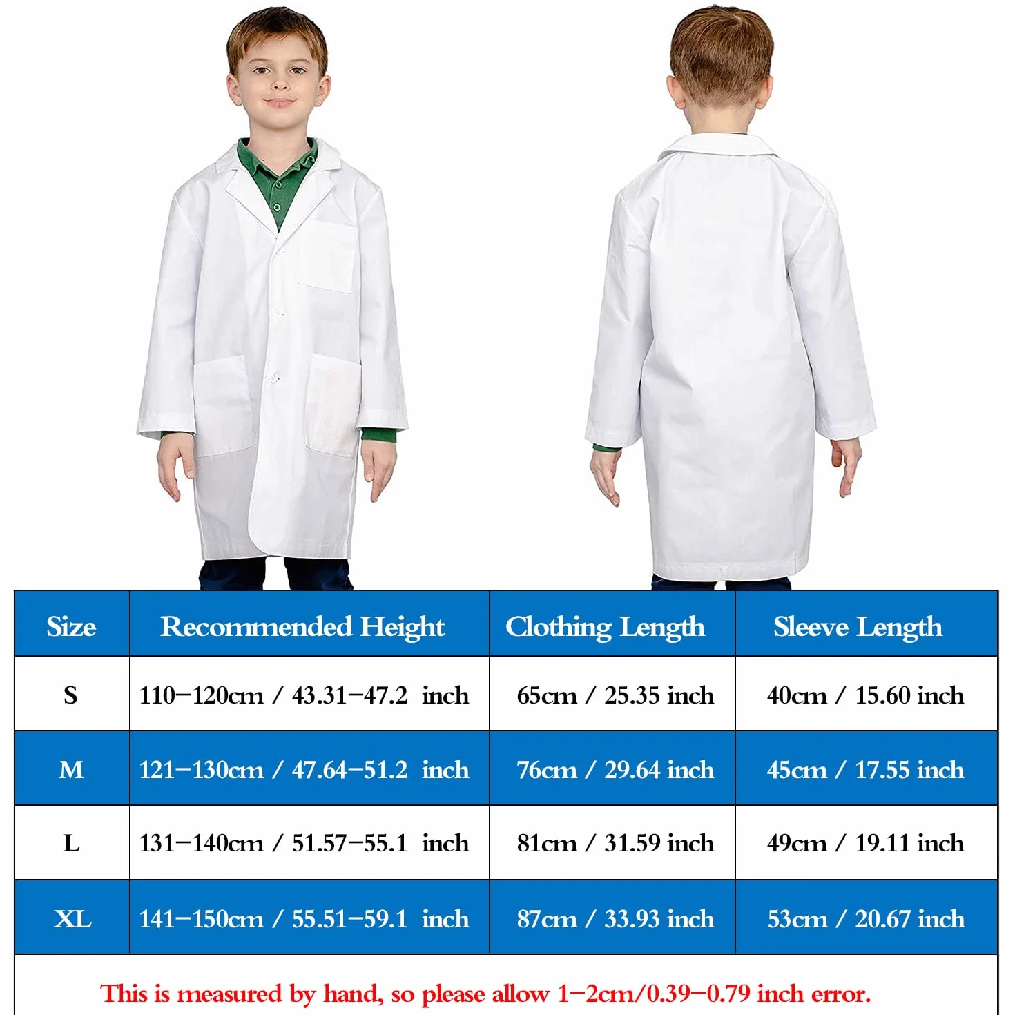 Białe płaszcze laboratoryjne dla dzieci, płaszcz medyczny dla dzieci, unisex bawełna poliester naukowiec przebranie peelingi lekarz odzież robocza studenci mundur jedzenie płaszcz chłopcy i
