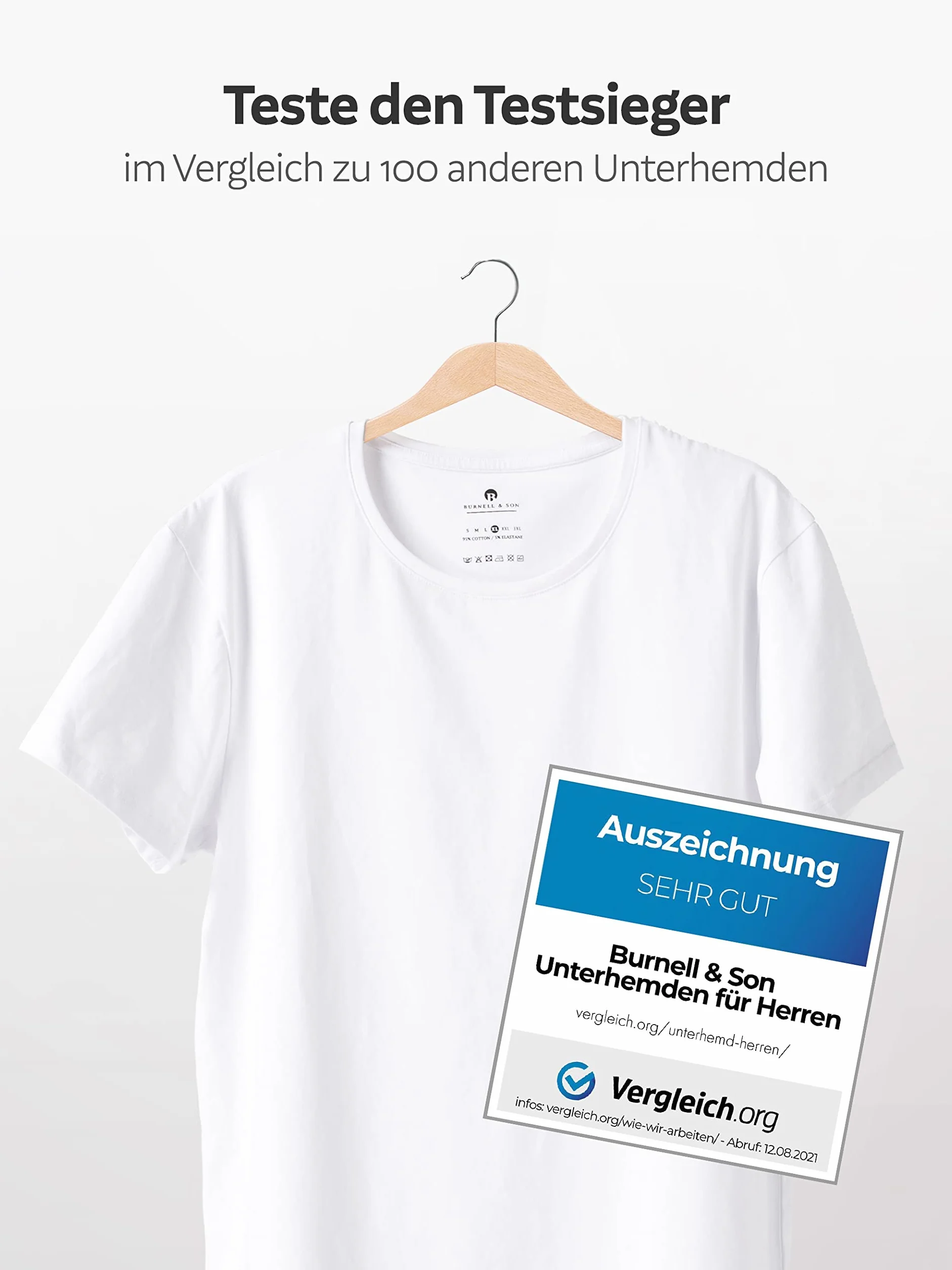 Burnell & Son Biznesowy podkoszulek z krótkim rękawem i okrągłym dekoltem dla mężczyzn, wykonany z oddychającej bawełny, Slim Fit, 4 i 8 sztuk w opakowaniu