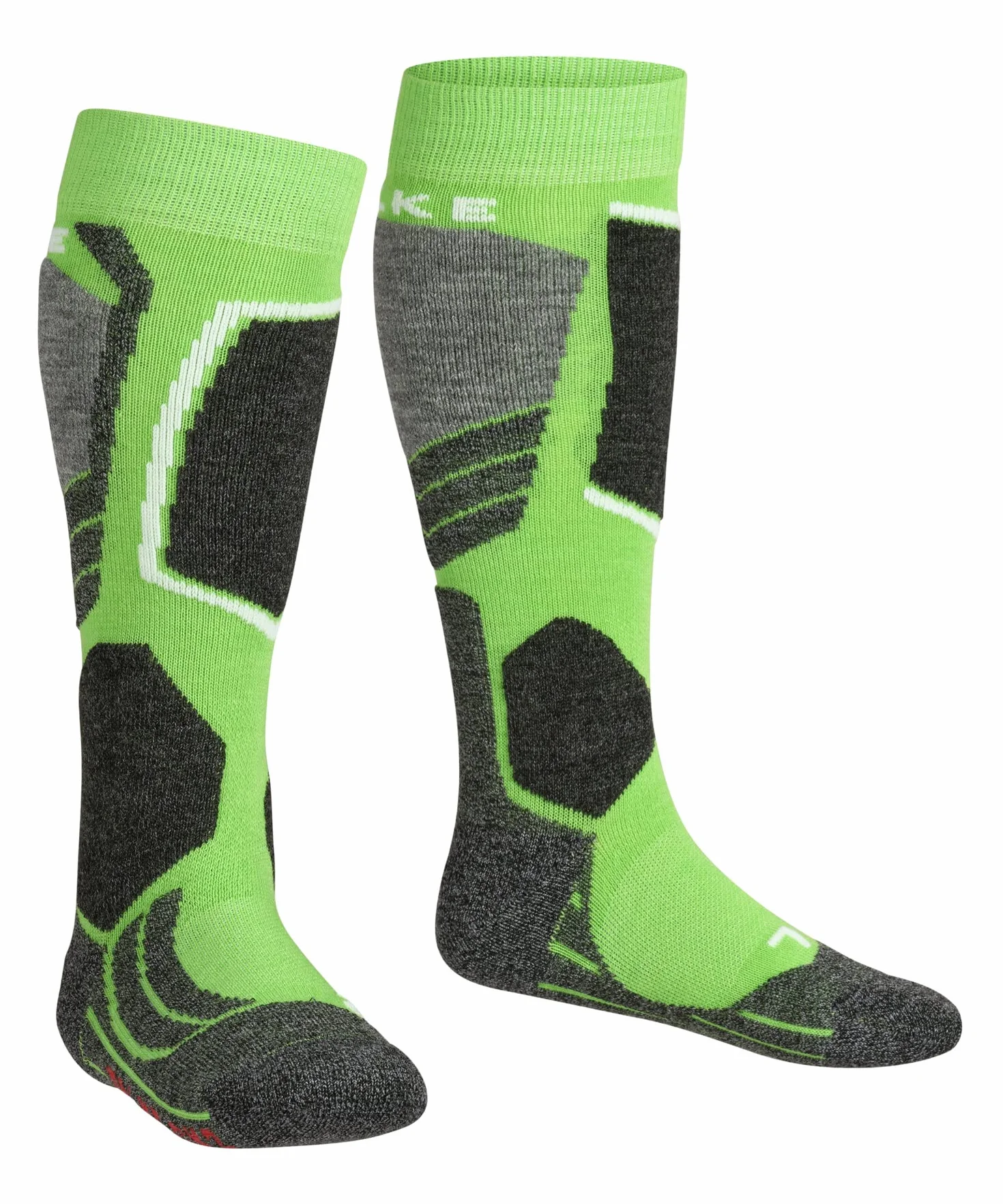 FALKE Uniseks - dzieci Skarpety narciarskie SK2 Intermediate K Kh Wełna ciepłe grube 1 Para, Zielony Vivid Green 7231, 35-38