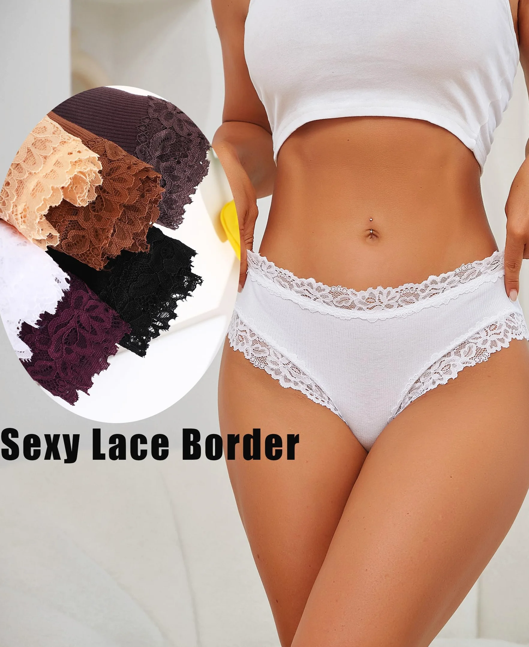 ALL OF SHE 6-pak bawełnianej bielizny damskiej brazylijskie majtki koronkowe majtki damskie seksowne hipsterskie cheeky kobiety bielizna wielopak S-XL