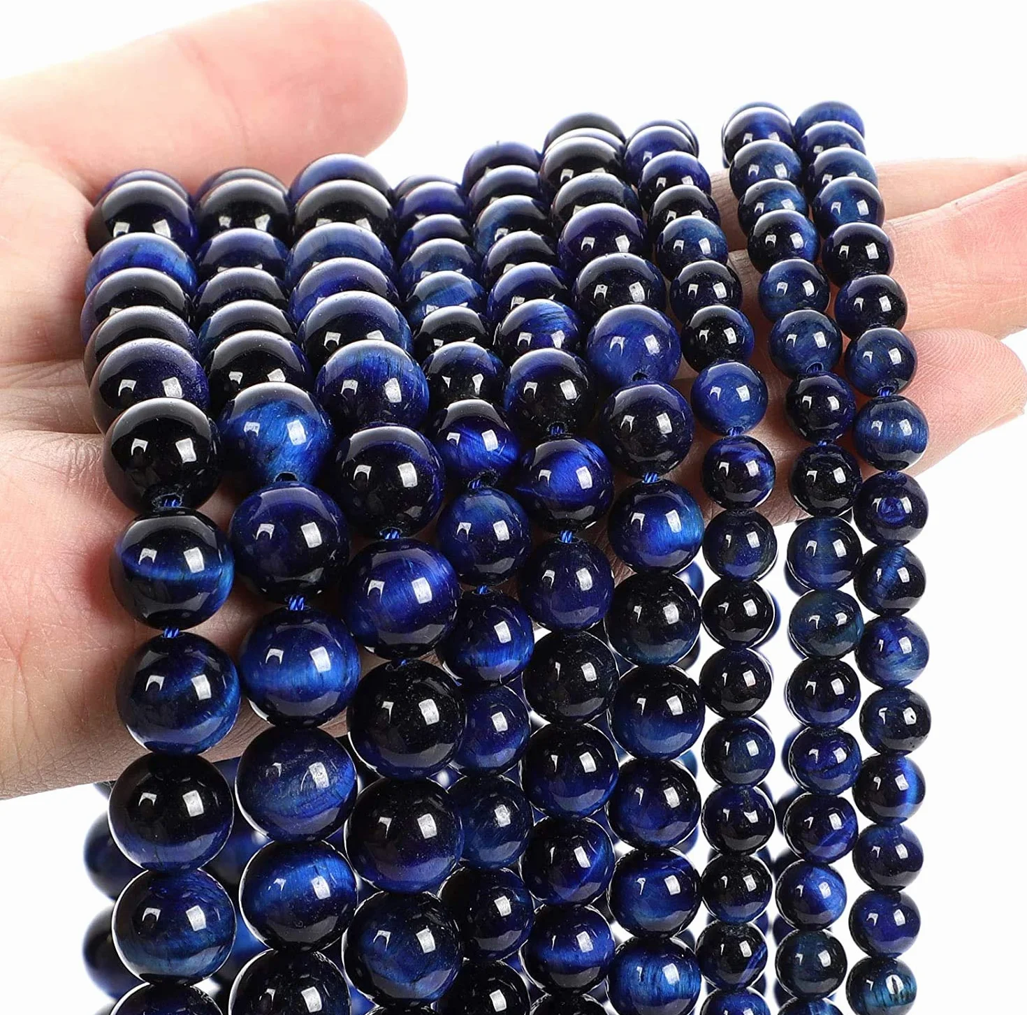 Zoya kamienie szlachetne i biżuteria, 35,5 cm sznurek 6 mm koraliki z naturalnego kamienia, lapis lazuli, tygrysie oko, kryształ szlachetny / gładkie okrągłe luźne koraliki do produkcji biżuterii (bransoletka, naszyjnik, kolczyki) - ciesz się zabawą DIY,