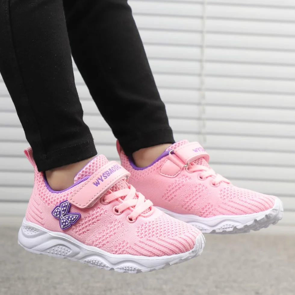 Dziecięce buty sportowe dla dziewczynek, buty sportowe dla małych dzieci, do pierwszych wędrówek, oddychające, lekkie buty rekreacyjne, różowy - różowy - 26 EU