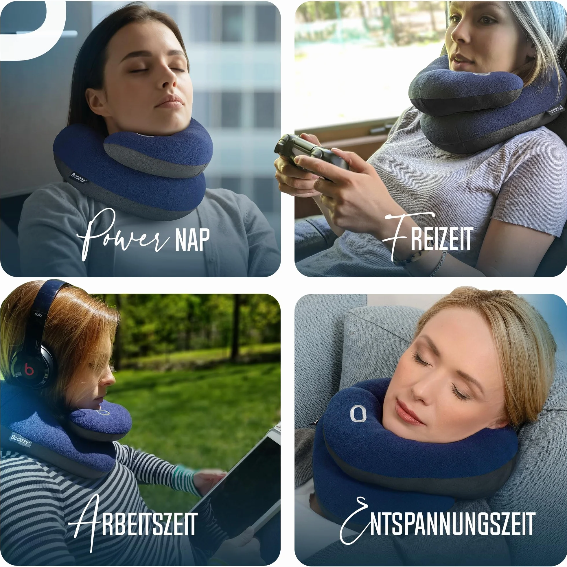 BCOZZY Poduszka pod kark w podróży, zapewnia podwójne podparcie głowy, karku i podbródka w każdej pozycji do spania podczas lotu, w samochodzie i w domu, wygodna poduszka podróżna, rozmiar L, czarny