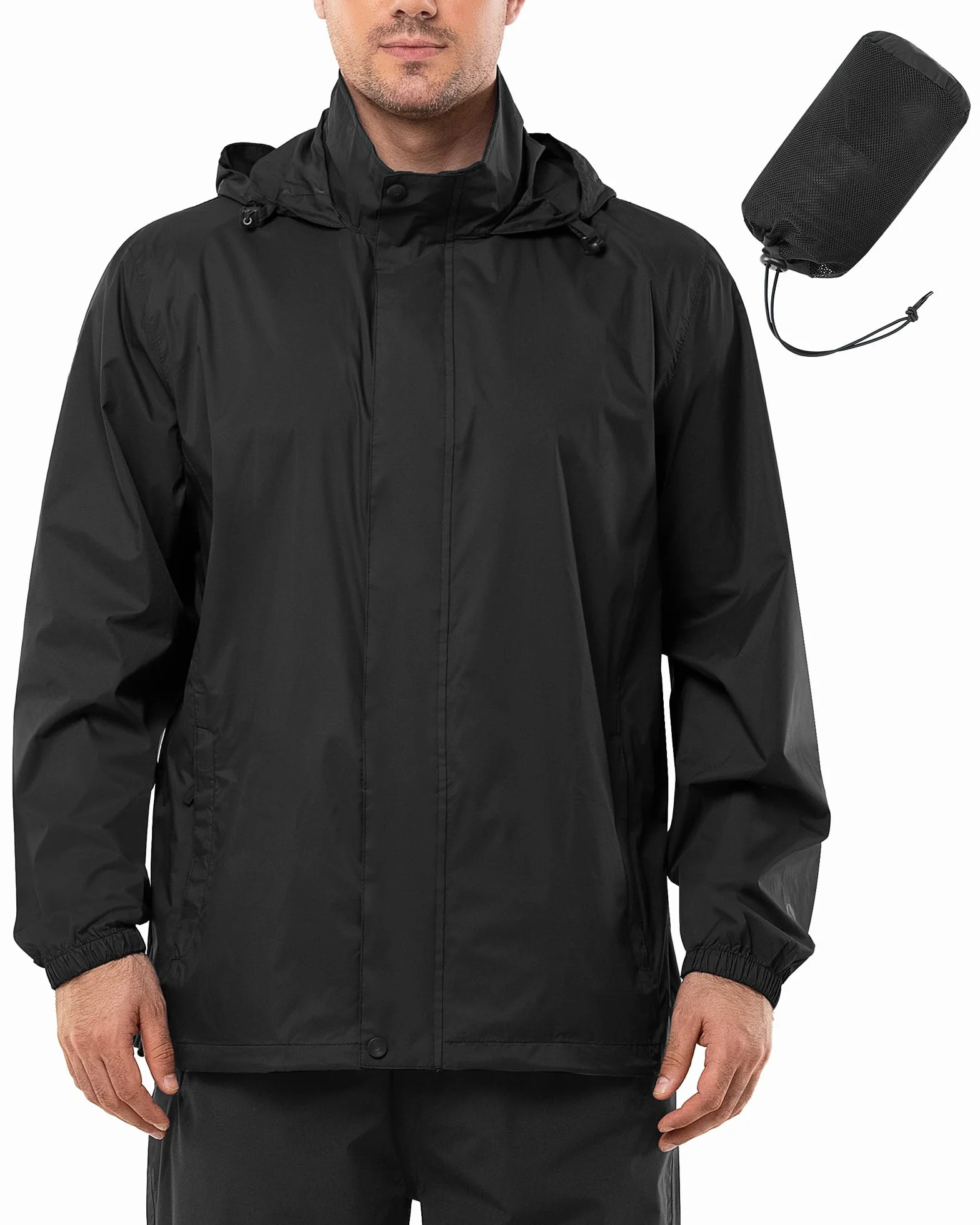 Outdoor Ventures Męska kurtka przeciwdeszczowa, wodoszczelna, ultralekka, cienka, składana kurtka przeciwdeszczowa, oddychająca kurtka rowerowa, sportowa