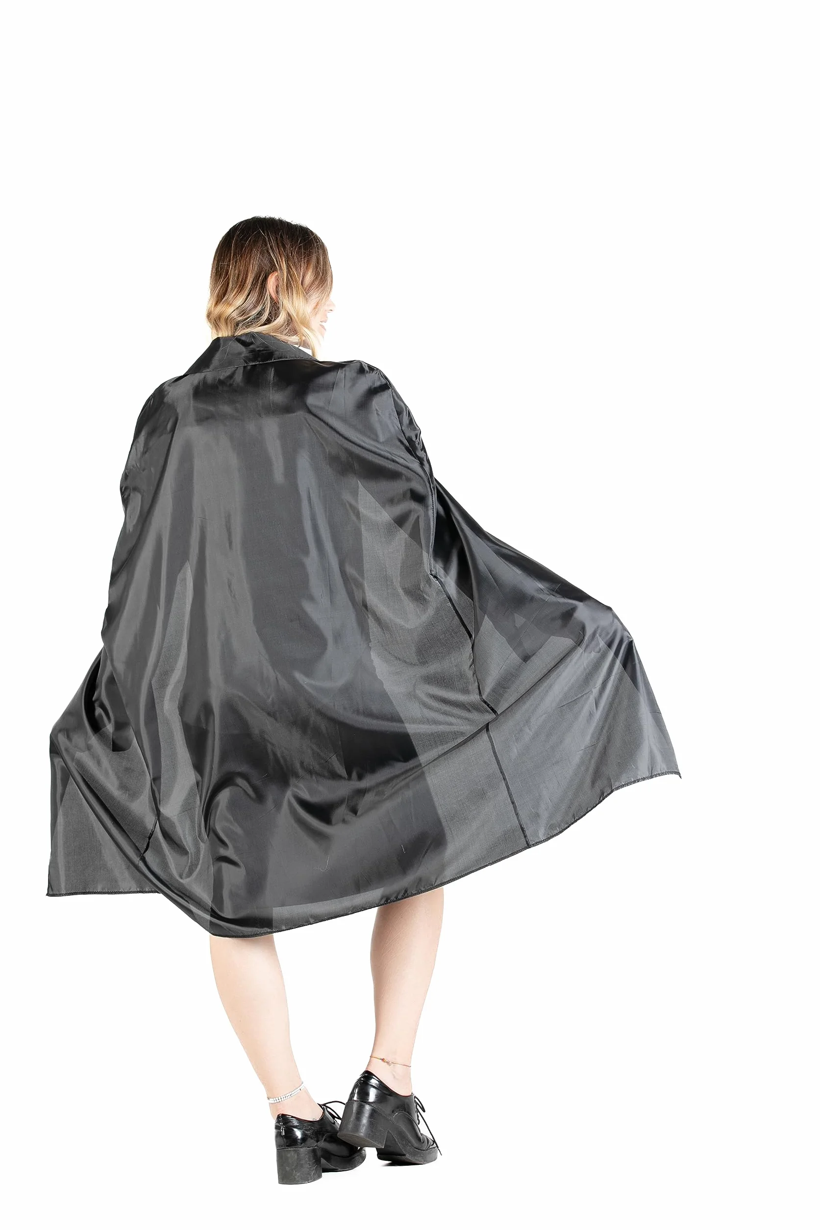 Cape Cloak disguise fancy dress with lapel revers (One size adult), black