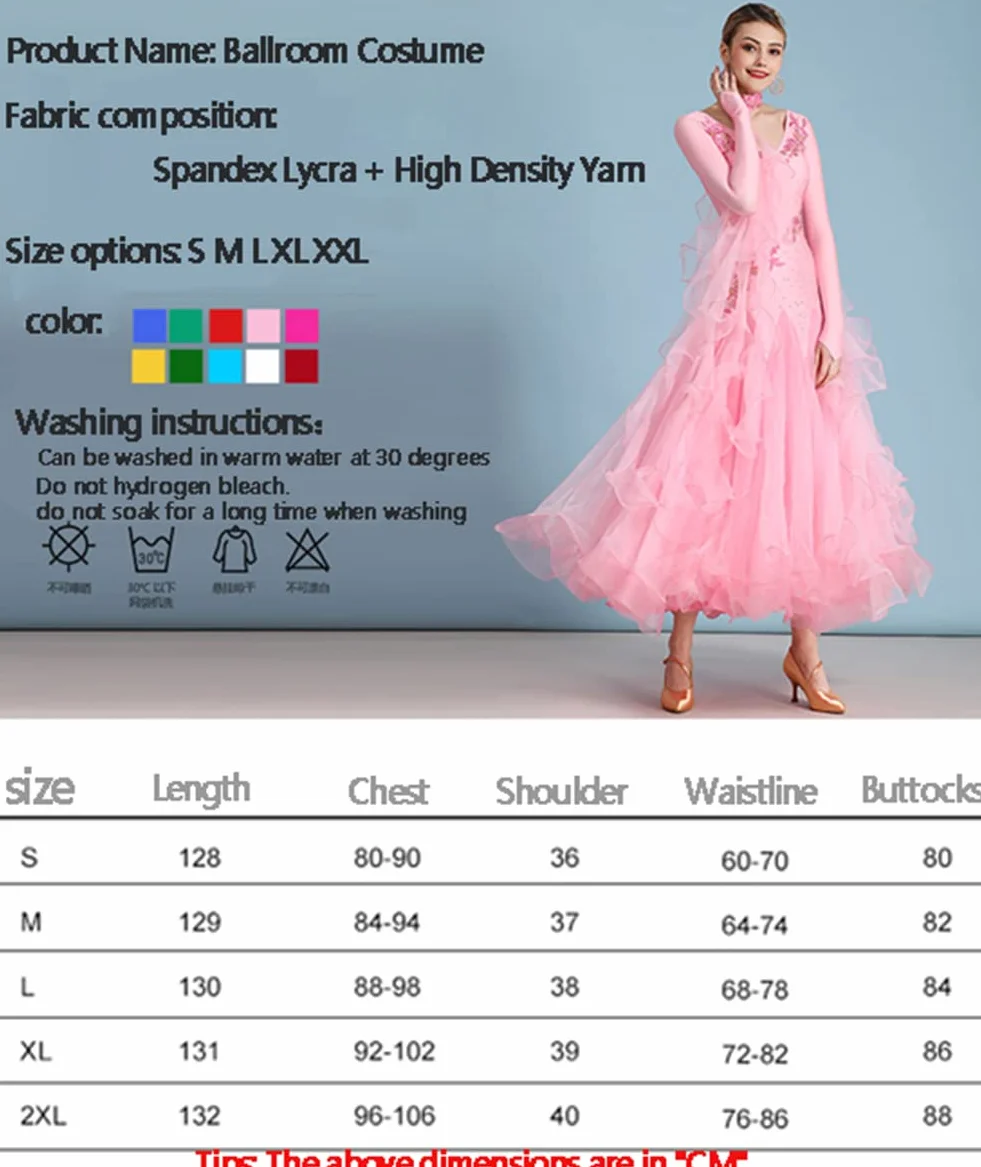 Damskie sukienki tańca towarzyskiego, wykwintne hafty diamentowe Foxtrot Waltz konkursowa sukienka, taniec nowoczesny z długim rękawem Prom Performance Dance Dress