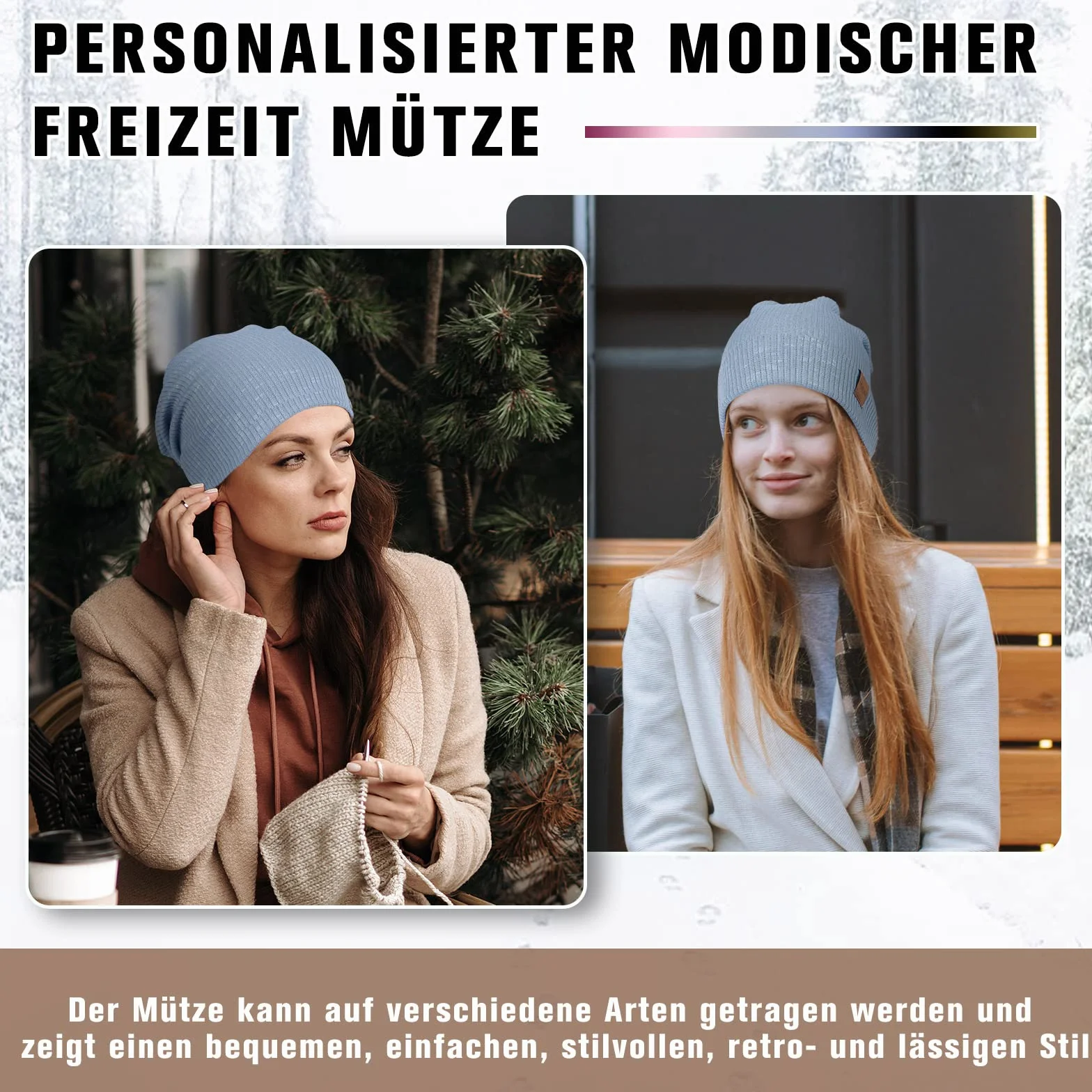 Hamuni Slouch Beanie Czapka damska, męska, elastyczna, miękka, wygodna, z dżerseju, klasyczna, modna, długa czapka typu beanie, idealna na wiosnę, jesień i zimę, niebieski, jeden rozmiar