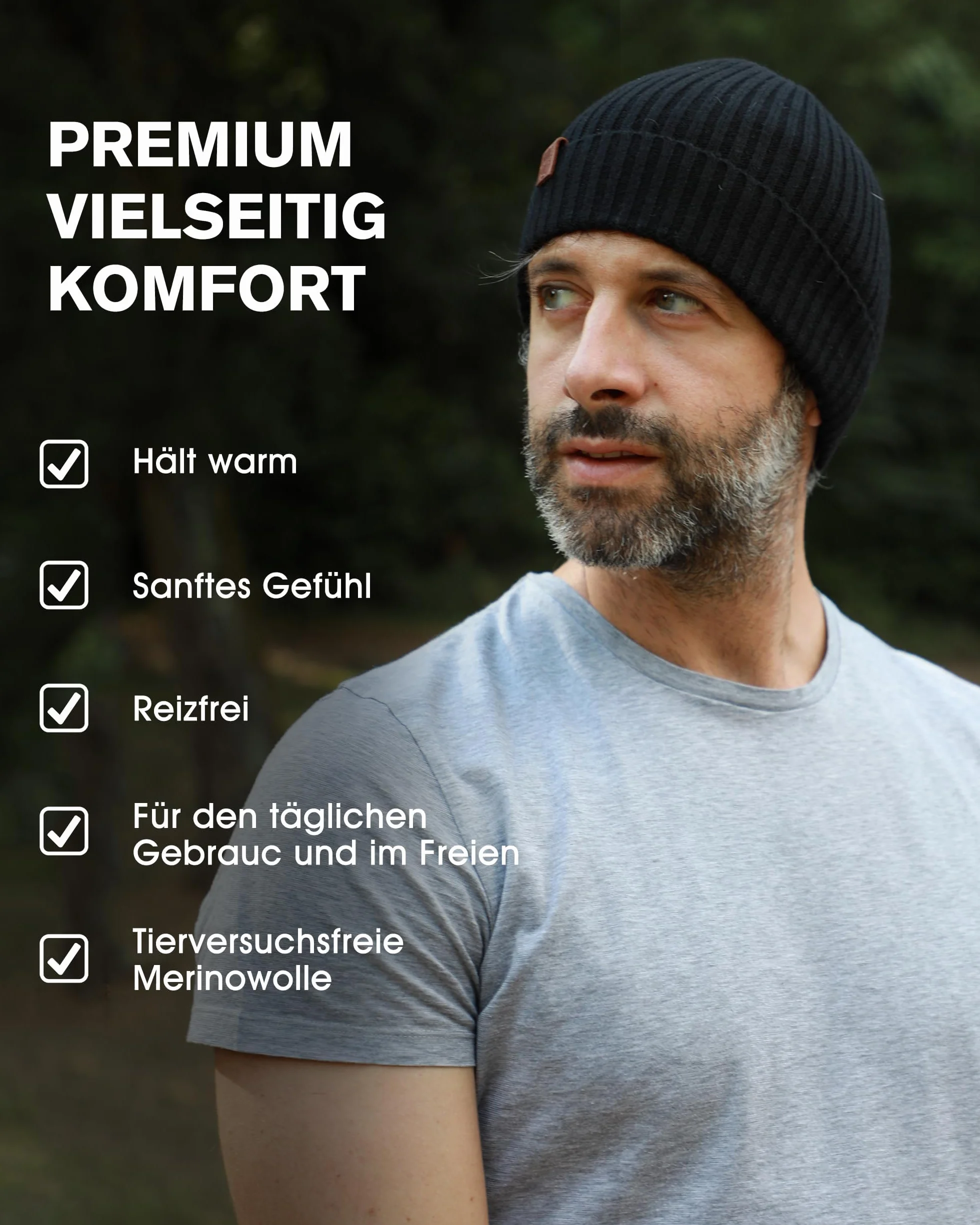 TOP-EX Czapka beanie unisex, w 100% z wełny merynosów, ciepła czapka zimowa z podszewką polarową, uniseks i elastyczna, idealna do biegania i golfa, miękka czapka z dzianiny