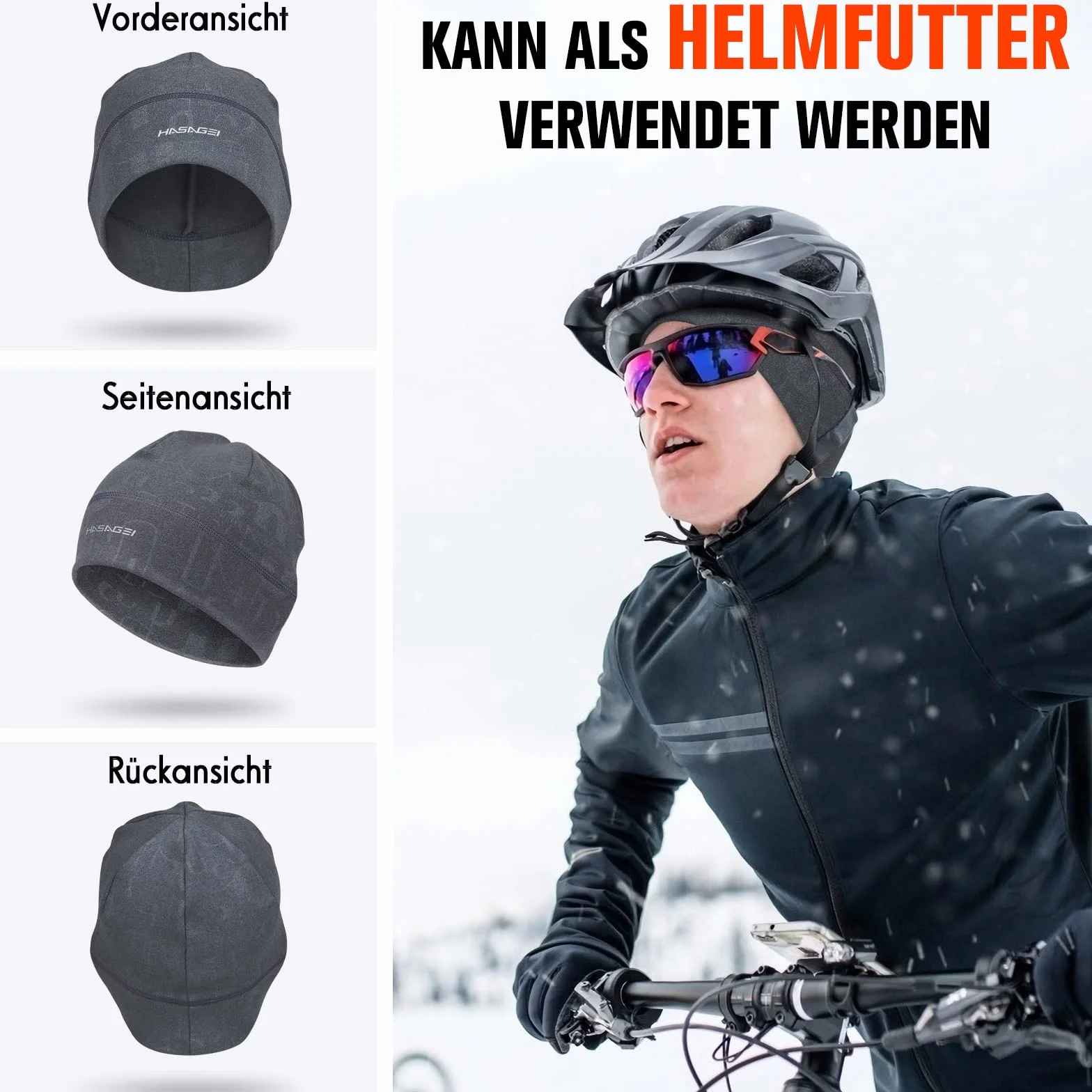 HASAGEI Czapka do biegania, unisex, miękka, elastyczna, sportowa, wiatroszczelna, termiczna, odpowiednia na wiosnę, jesień i zimę, szary, 52