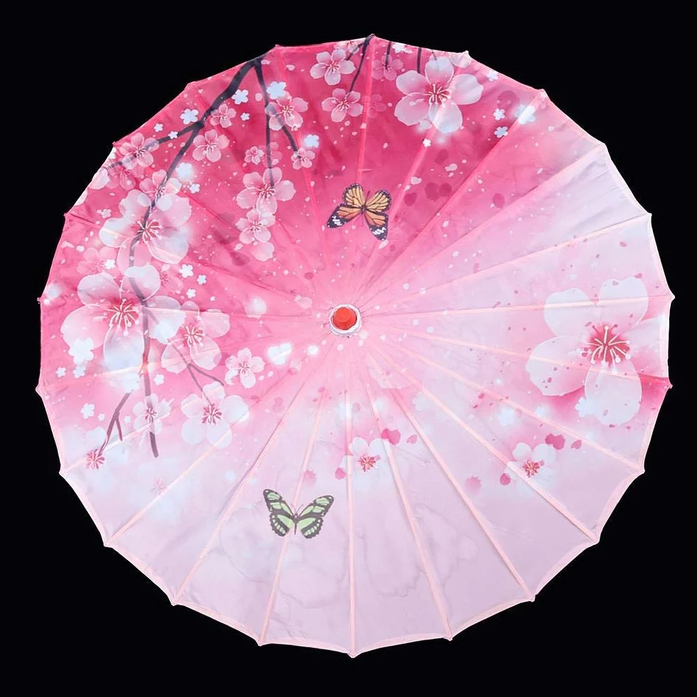 Olejowany papierowy parasol damski ręcznie robiony olejowany papierowy parasol wiatroodporny chiński klasyczny parasol taneczny (różowy)