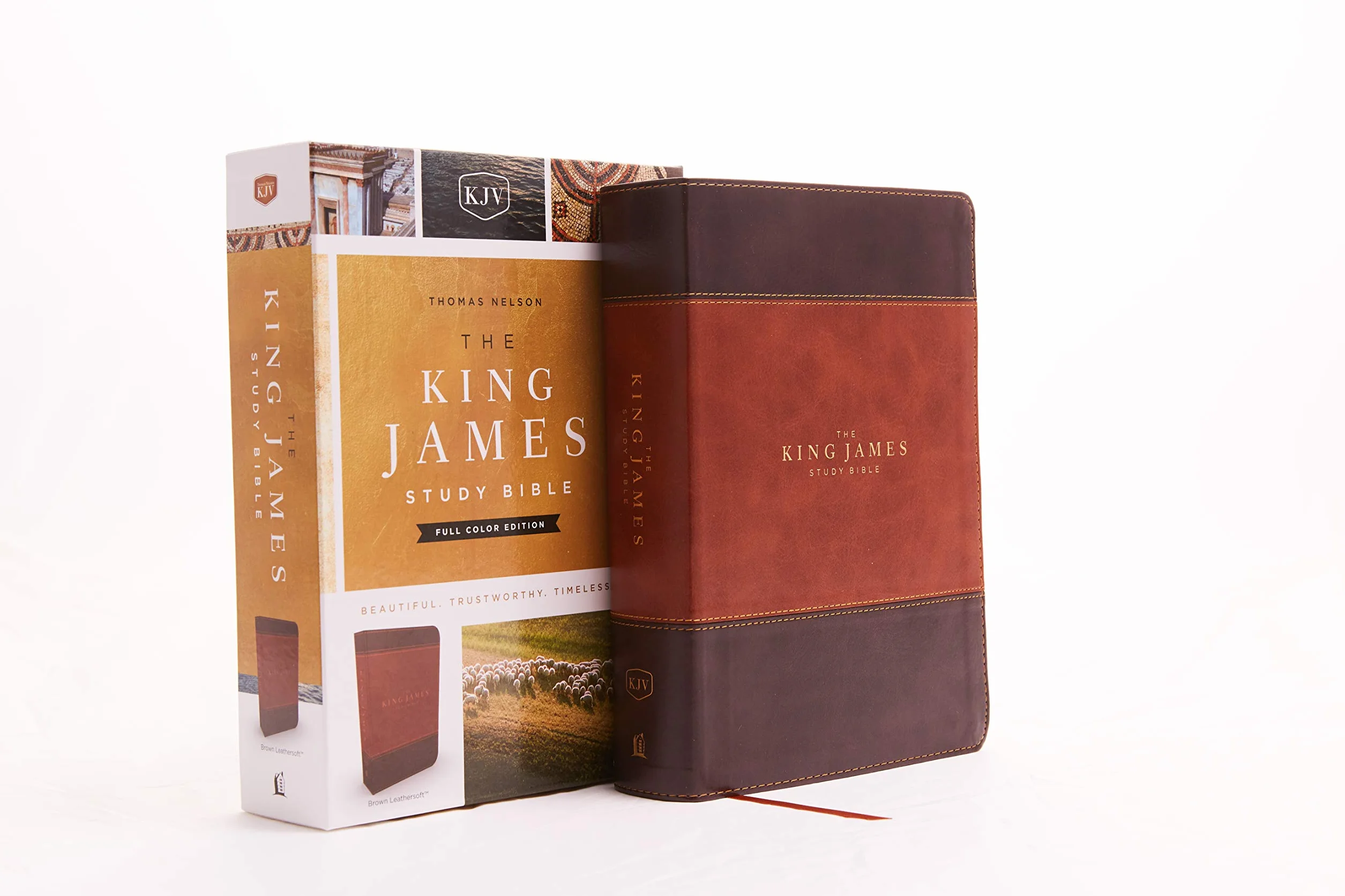 The King James Study Bible, Imitation Leather, Brown, Full-Color Edition: Holy Bible, King James Version – Great for Father's Day