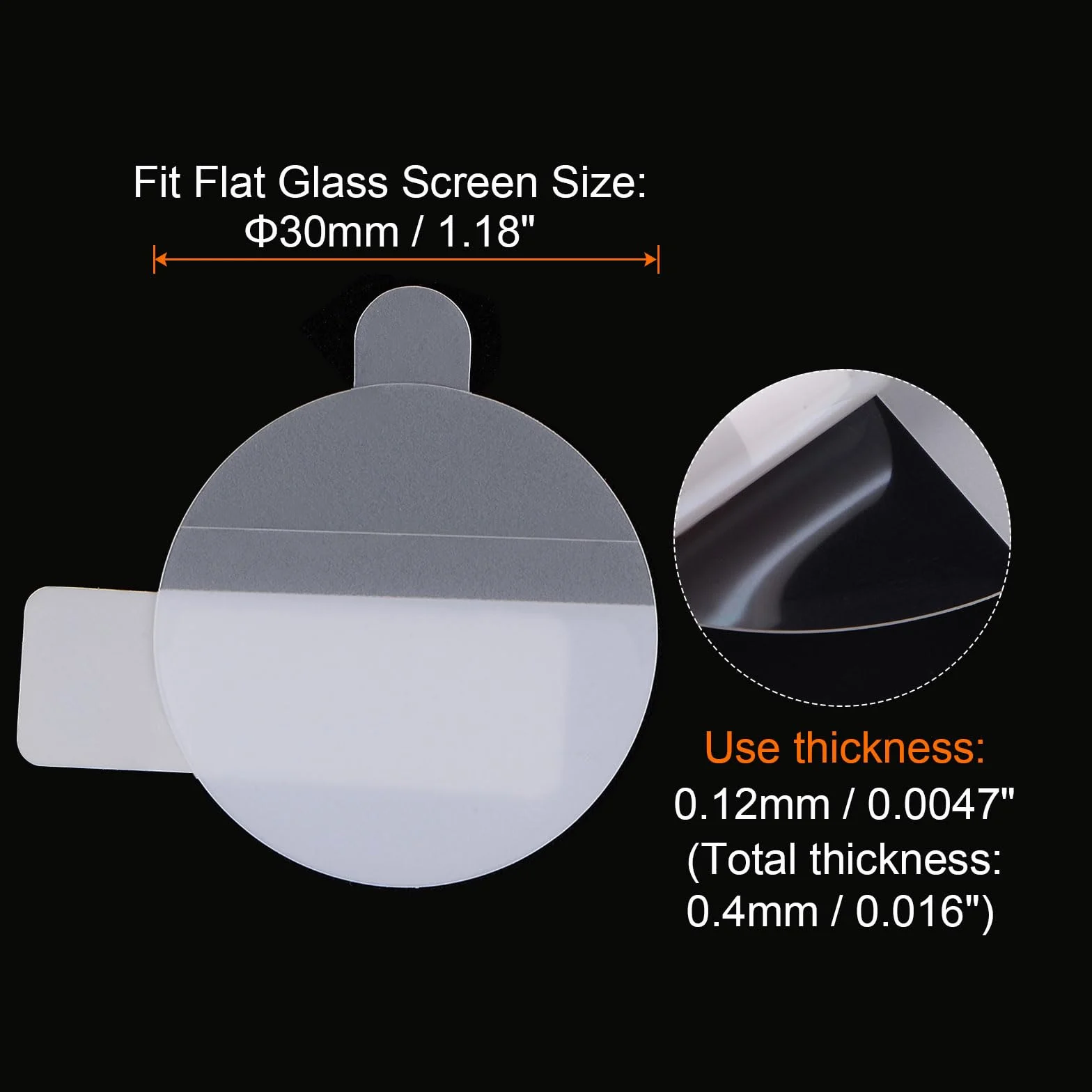 QUARKZMAN 6 sztuk folii ochronnych na wyświetlacz 30 mm HD High Definition, odporne na zarysowania, wodoodporne, ultra cienkie, TPU, uniwersalne etui do smartwatcha, folia ochronna na ekran z tkaniny,