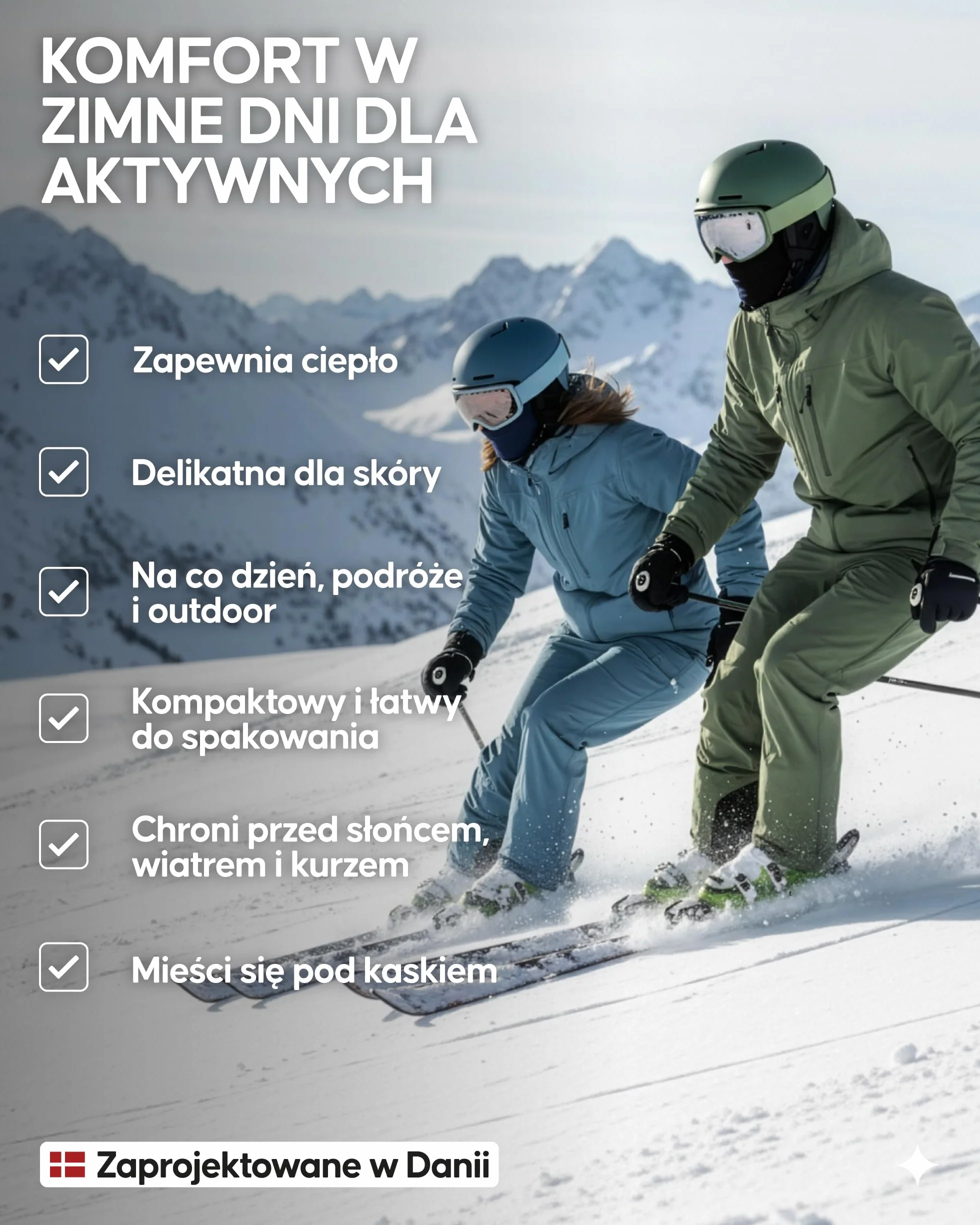 DANISH ENDURANCE Kominiarka 100% Wełna Merino, Lekka Balaklava z Osłoną Twarzy, Maska Narciarska, Unisex