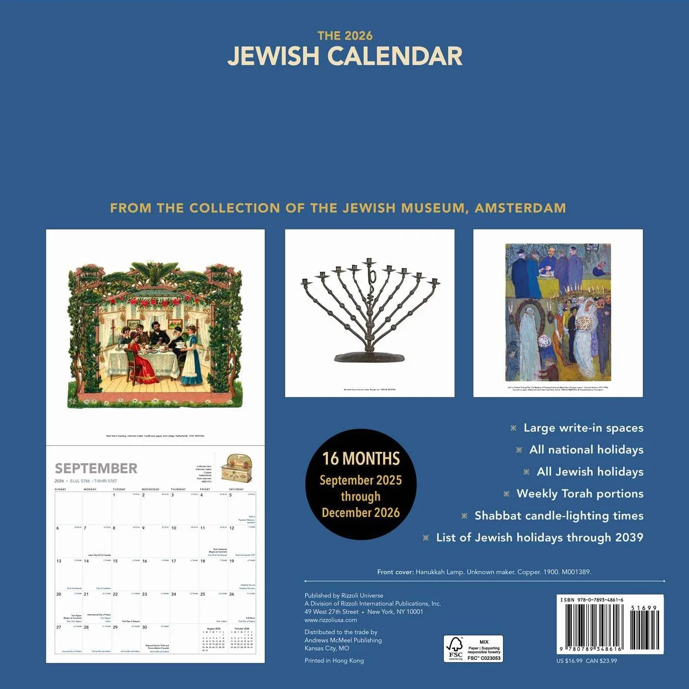 The Jewish Calendar 2025–2026 (5786) 16-Month Wall Calendar: Original Universe-Kalender [Mehrsprachig] [Kalender]