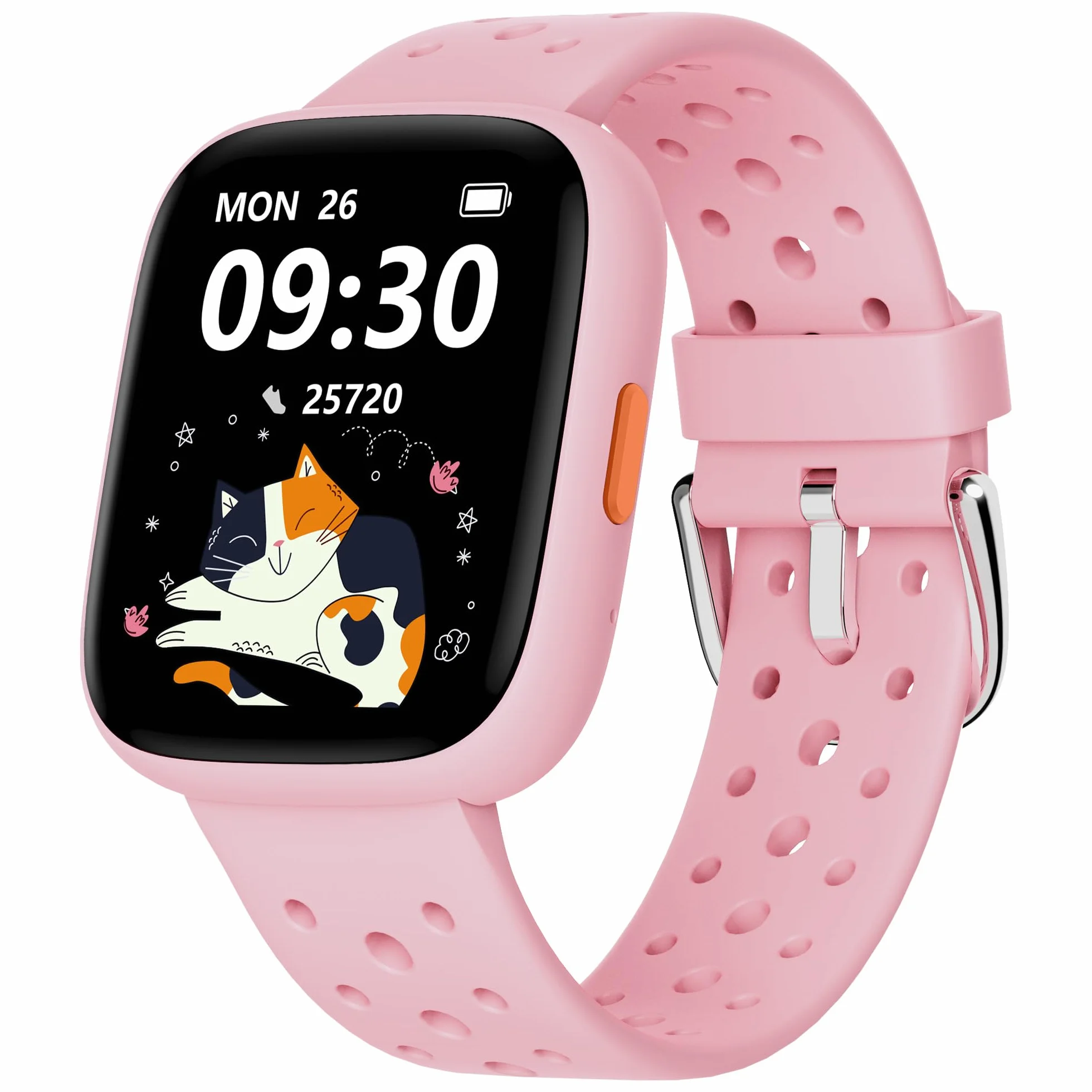 Biggerfive Smartwatch dla dzieci, 1,8-calowy zegarek fitness z krokomierzem, 24/7 pomiar tętna, monitor snu, alarm wibracyjny, klasa wodoszczelności IP68, gry logiczne z/bez aplikacji, dla dziewczynek